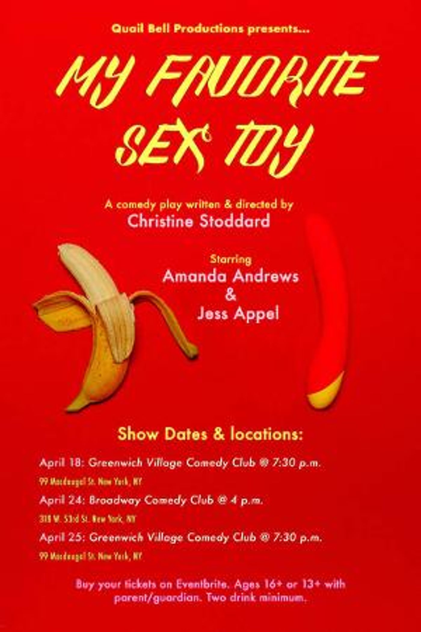 Christine Stoddard's MY FAVORITE SEX TOY to Premiere at The Greenwich Village Comedy Club  Image
