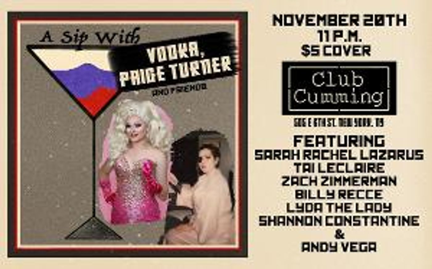 A Sip With Vodka, Paige Turner, And Friends Comes to Club Cumming  Image