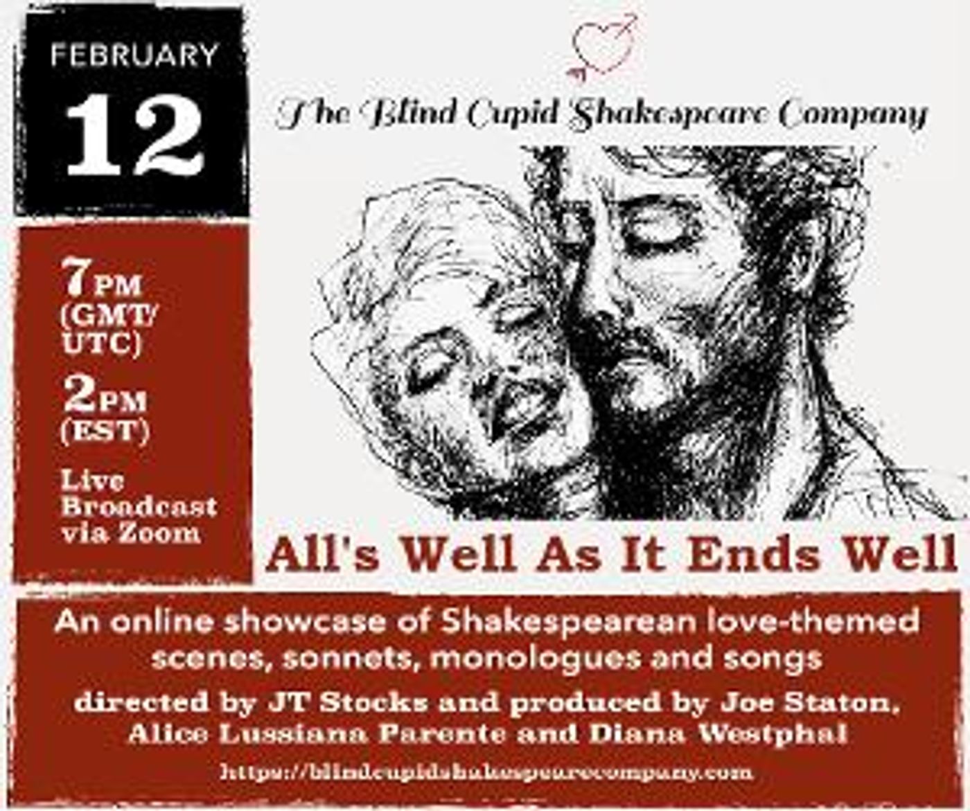 The Blind Cupid Shakespeare Company To Host All's Well As Long As It Ends Well To Raise Funds For Future Performances  Image