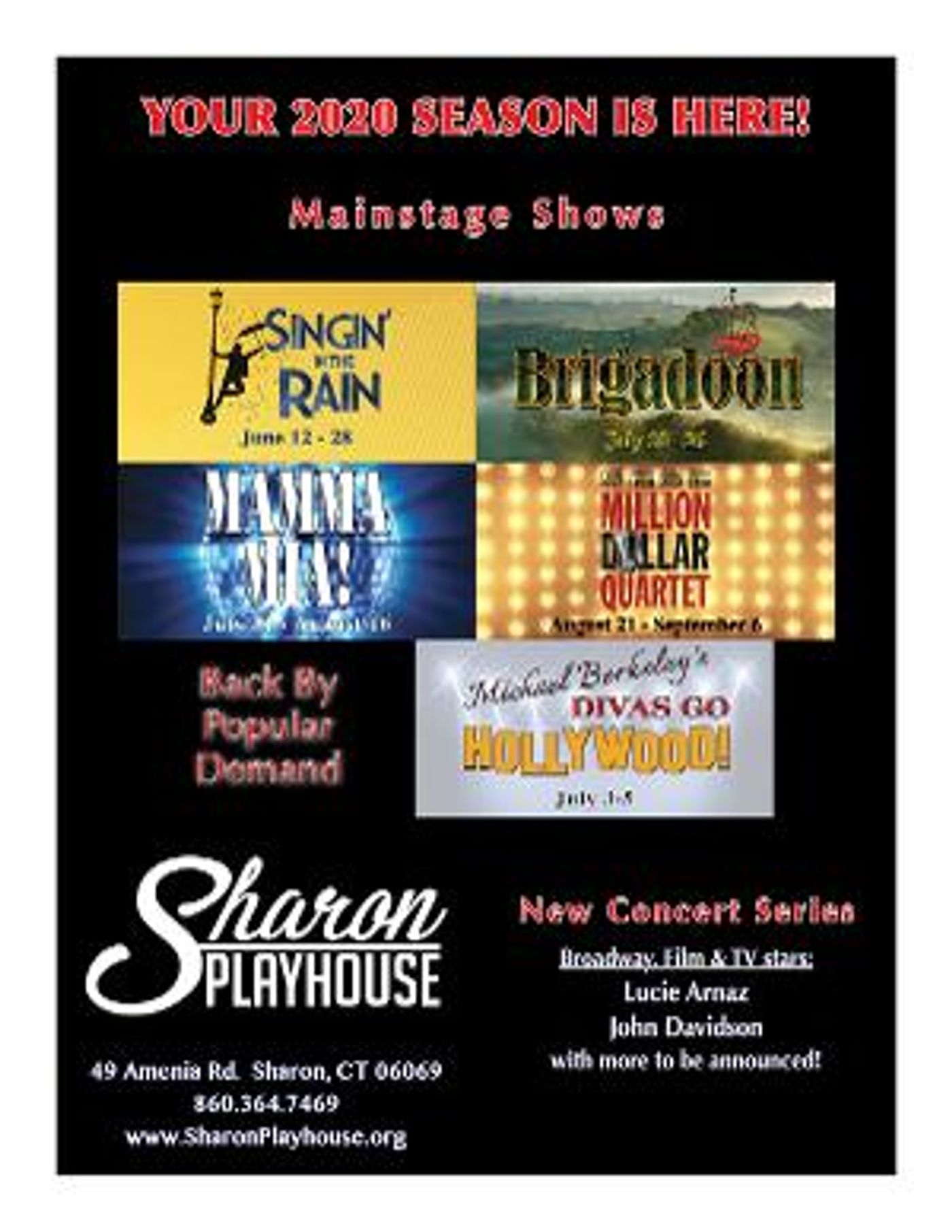 Sharon Playhouse Has Announced its 2020 Season  Image
