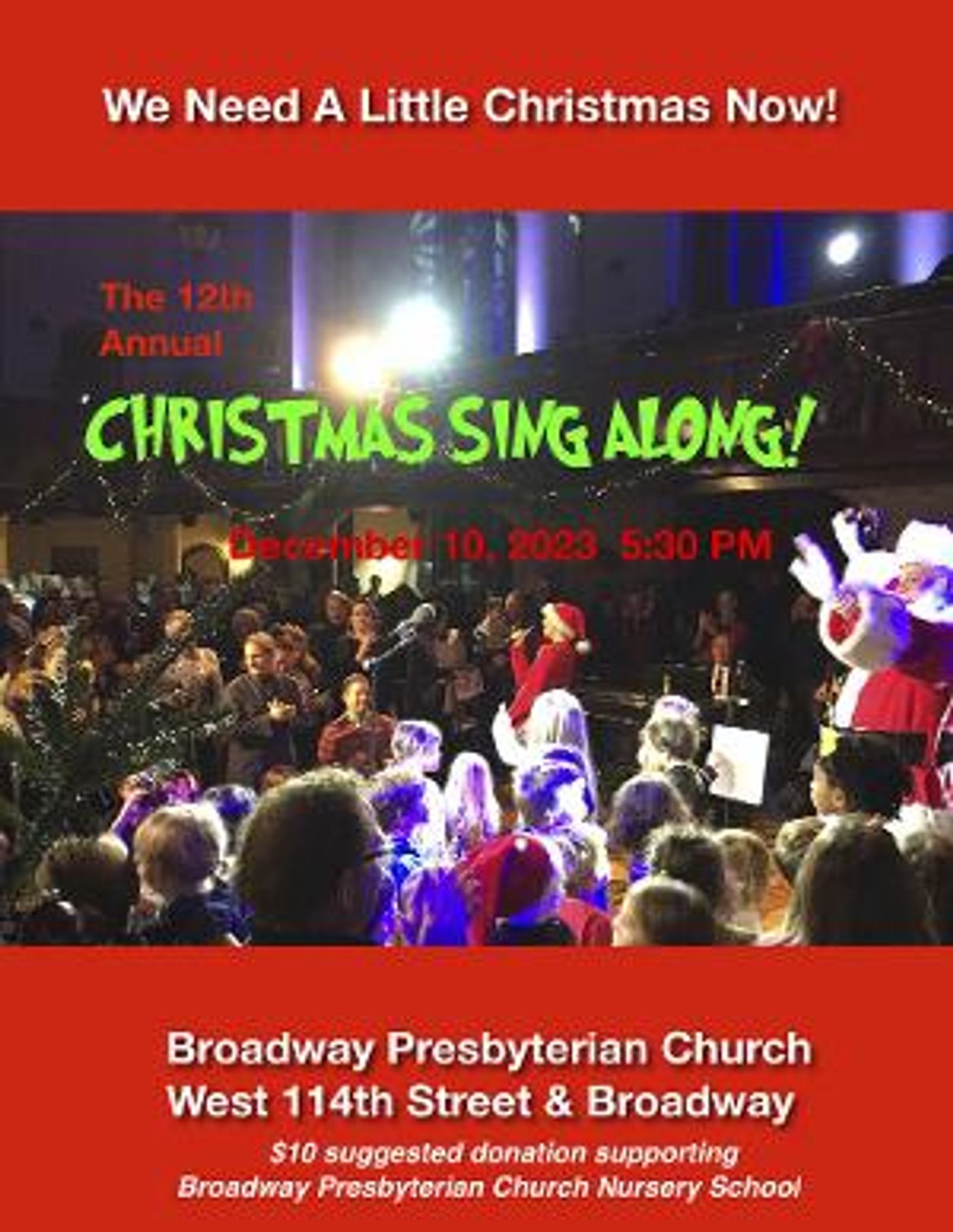 Line-Up Set For The 12th Annual CHRISTMAS SING ALONG at the Broadway Presbyterian Church  Image