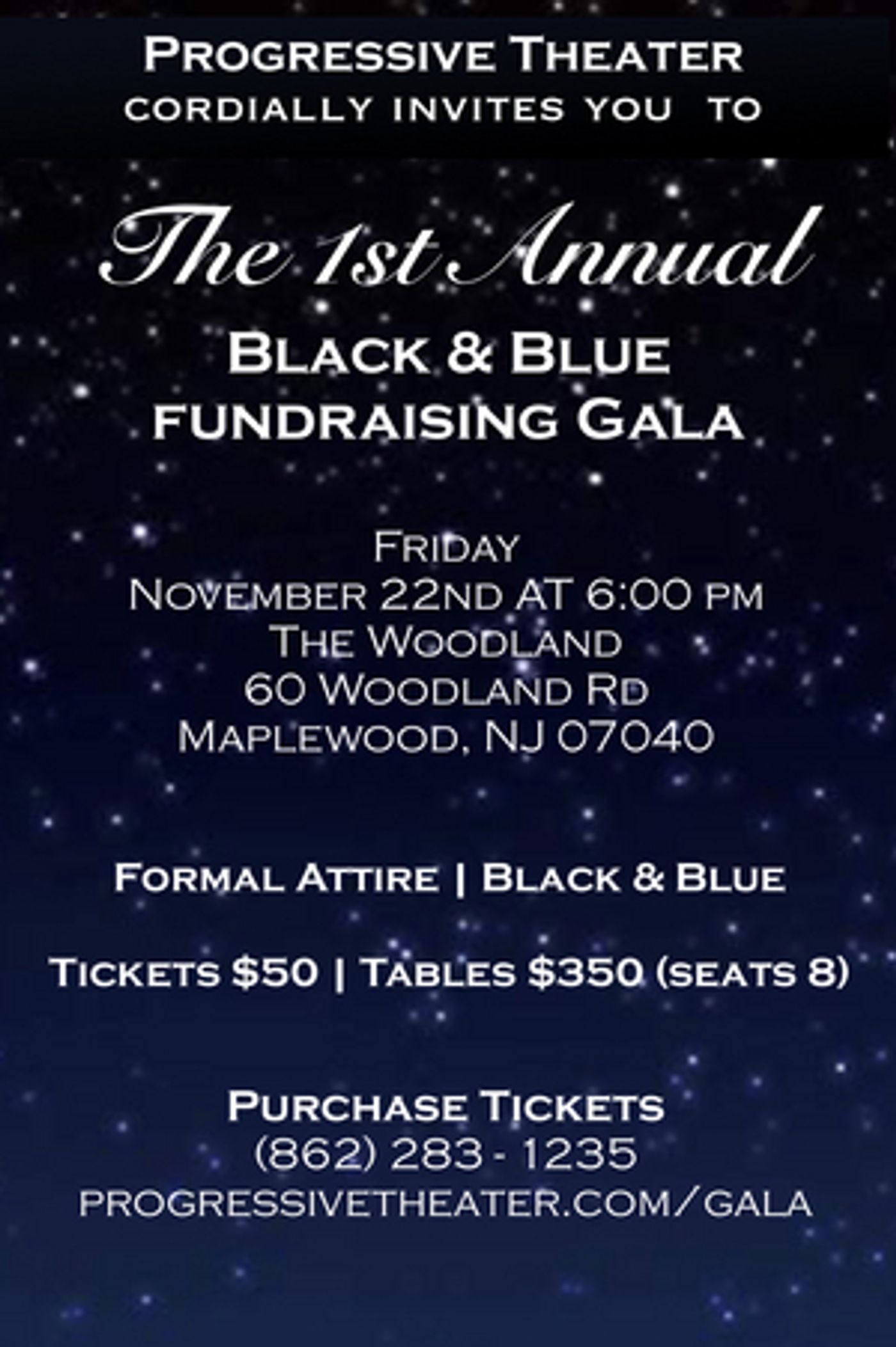 Progressive Theater Will Host The 1st Annual Black & Blue Fundraising Gala  Image