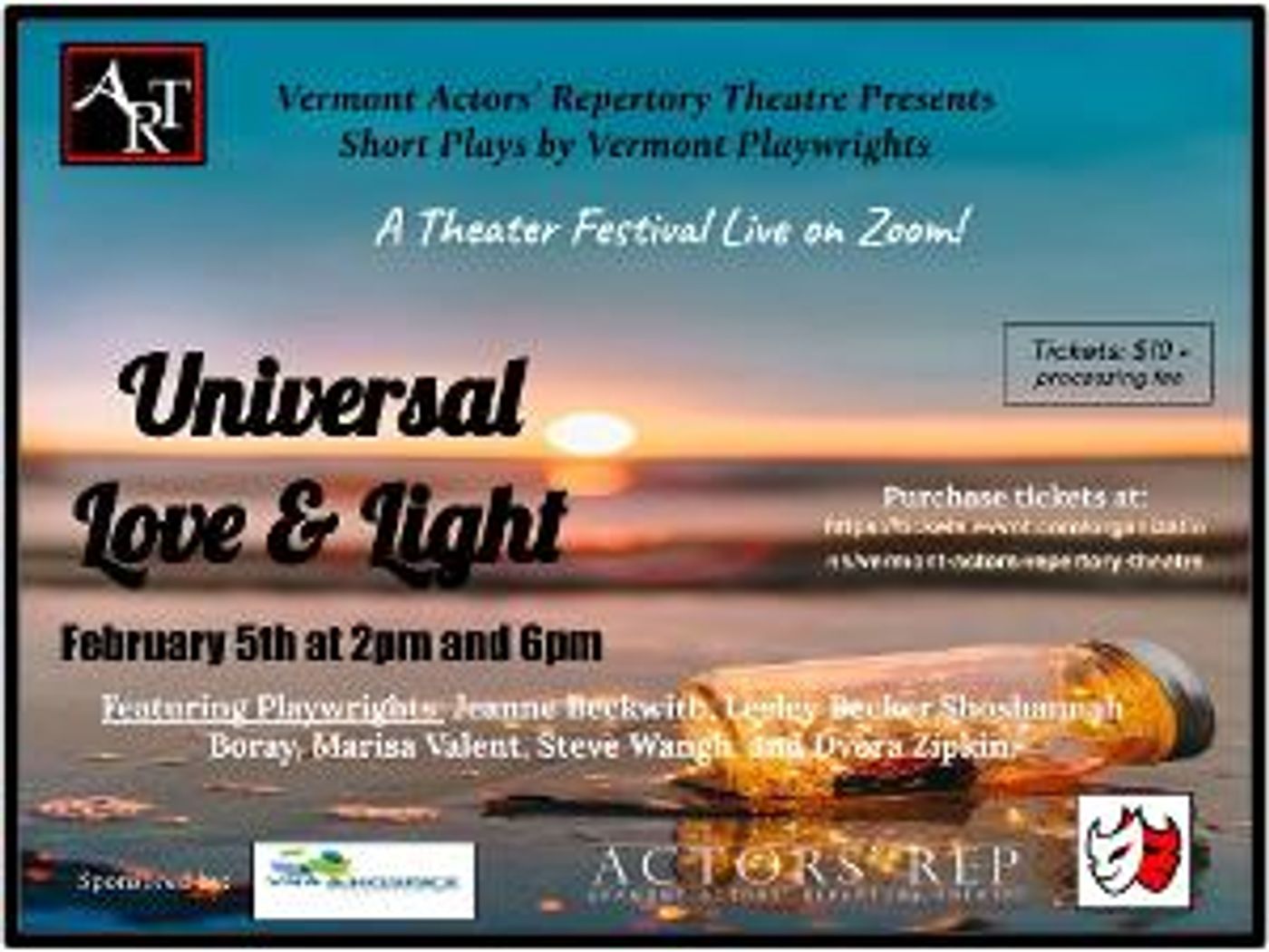 Vermont Actors' Repertory Theatre Announces Short Play Festival UNIVERSAL LOVE & LIGHT  Image