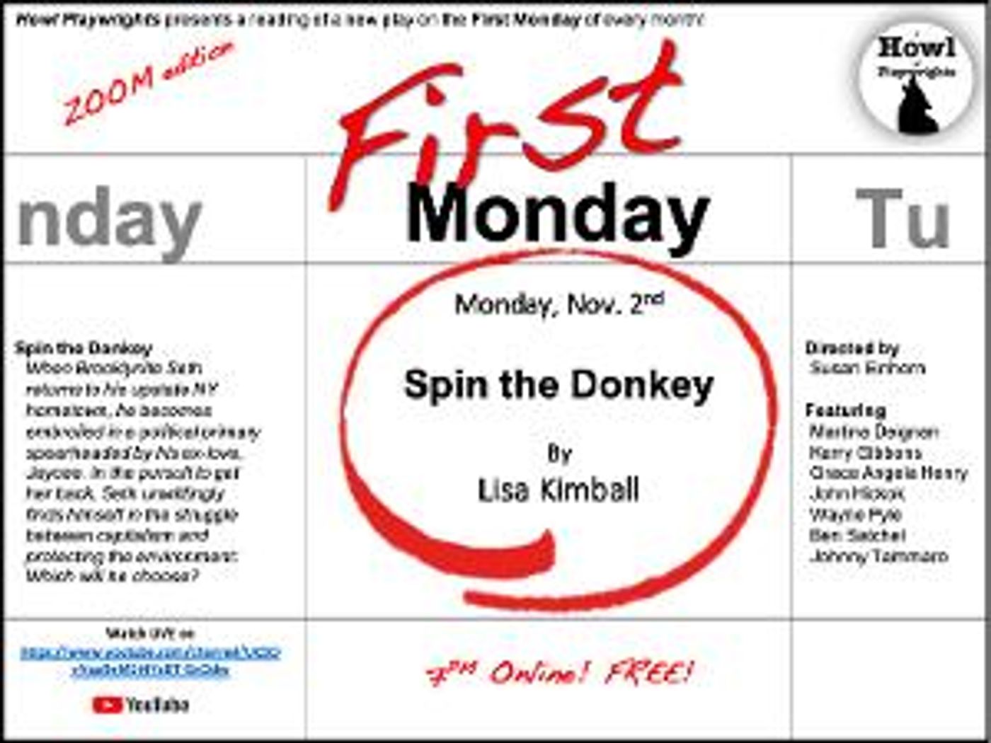 Howl Playwrights To Showcase Lisa Kimball's SPIN THE DONKEY Just In Time For Election Day  Image