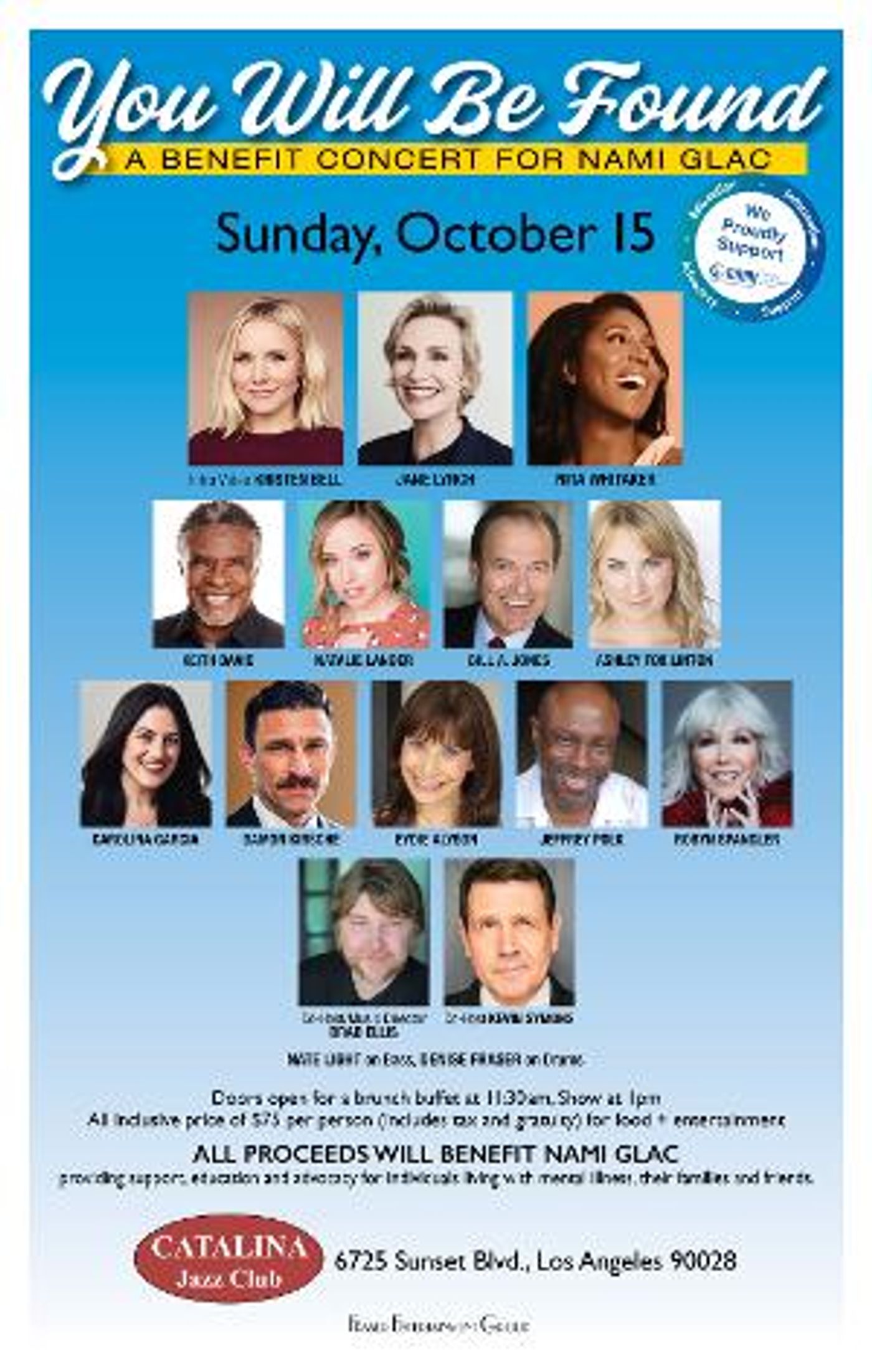 Cast Set For YOU WILL BE FOUND – A BENEFIT CONCERT FOR NAMI GLAC  Image