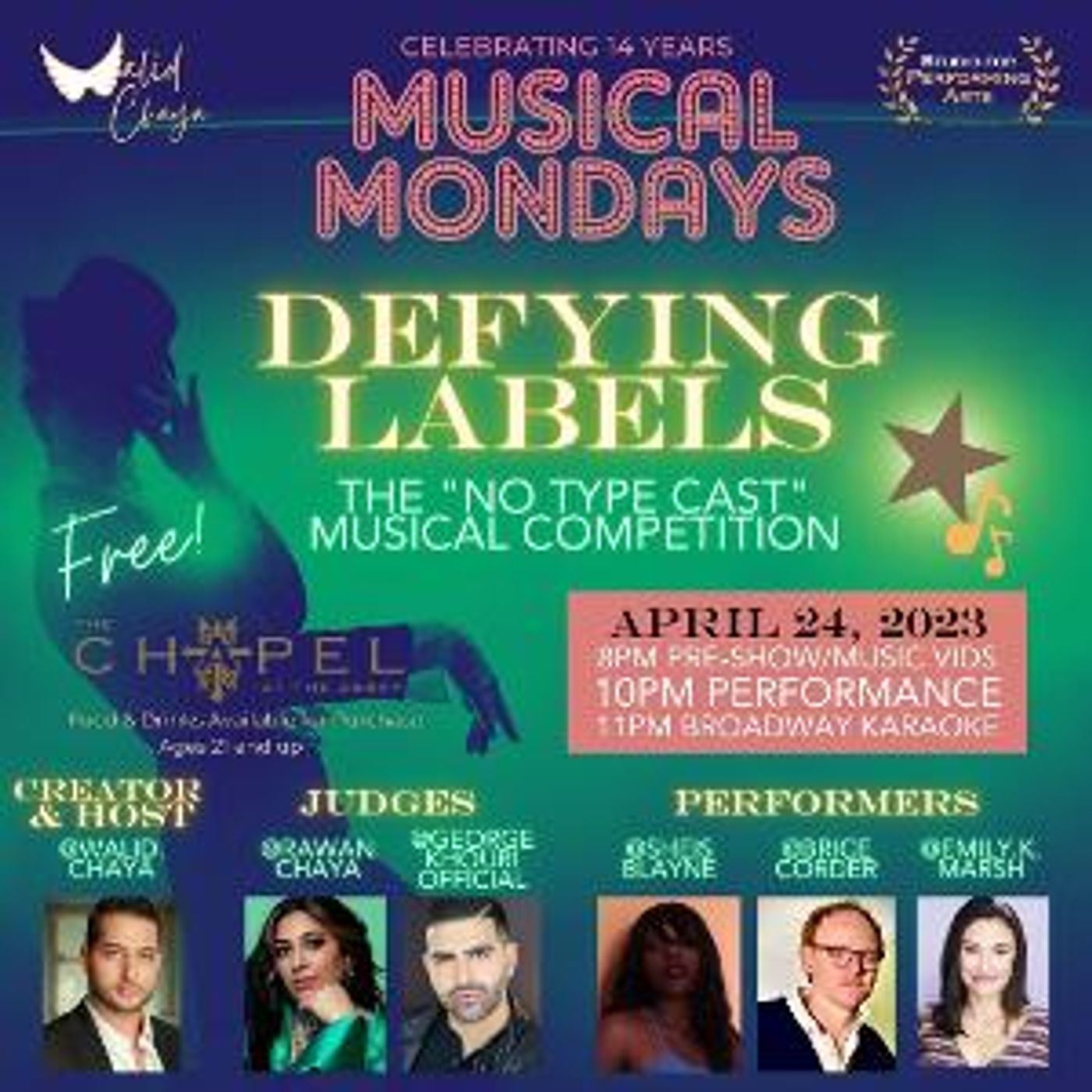 Walid Chaya Brings DEFYING LABELS Show To Musical Mondays For 14 Year Anniversary In West Hollywood On April 24  Image