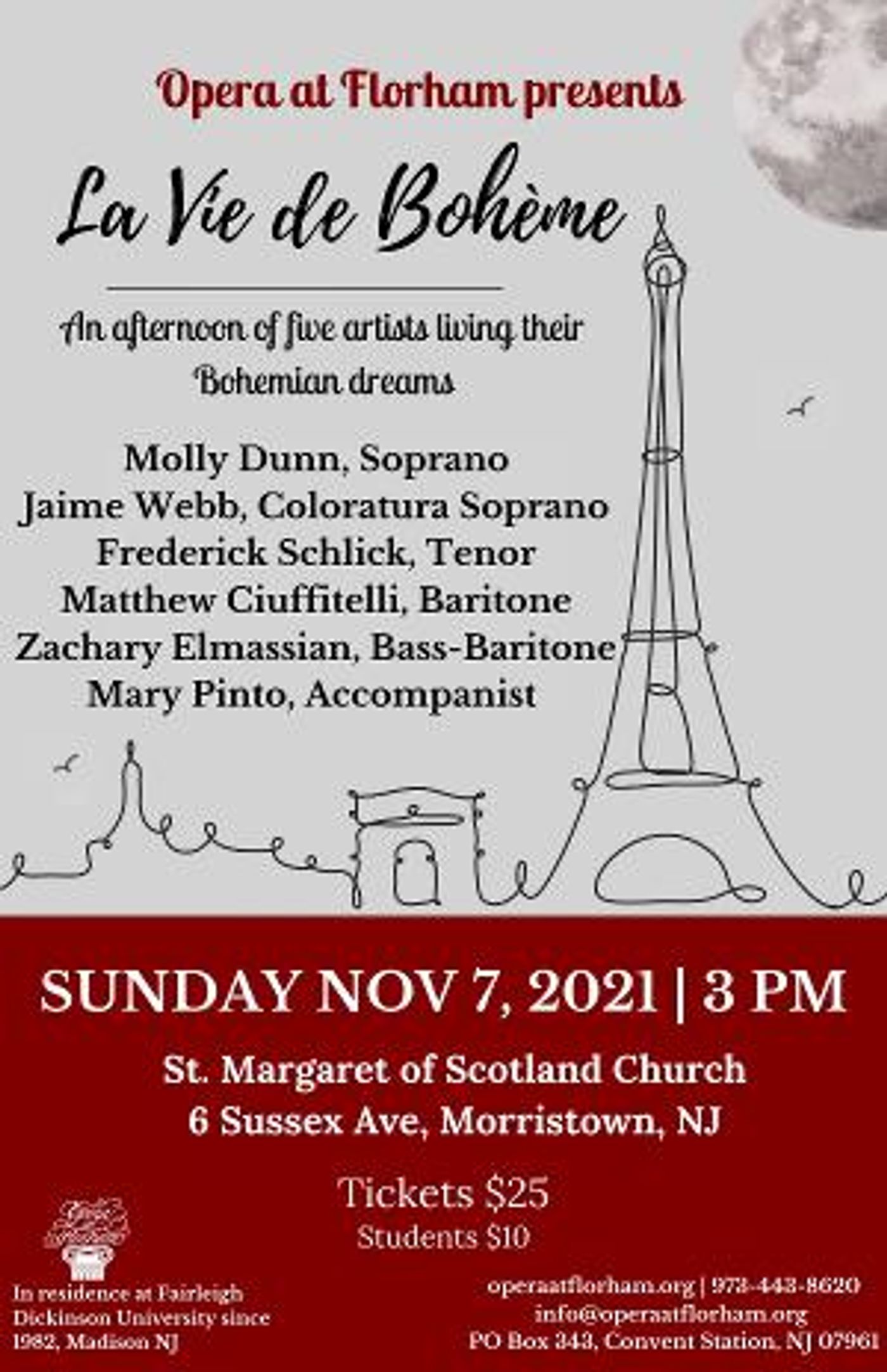 Opera At Florham Presents LA VIE BOHEME An Afternoon Of Five Artists Living Their Bohemian Dreams  Image