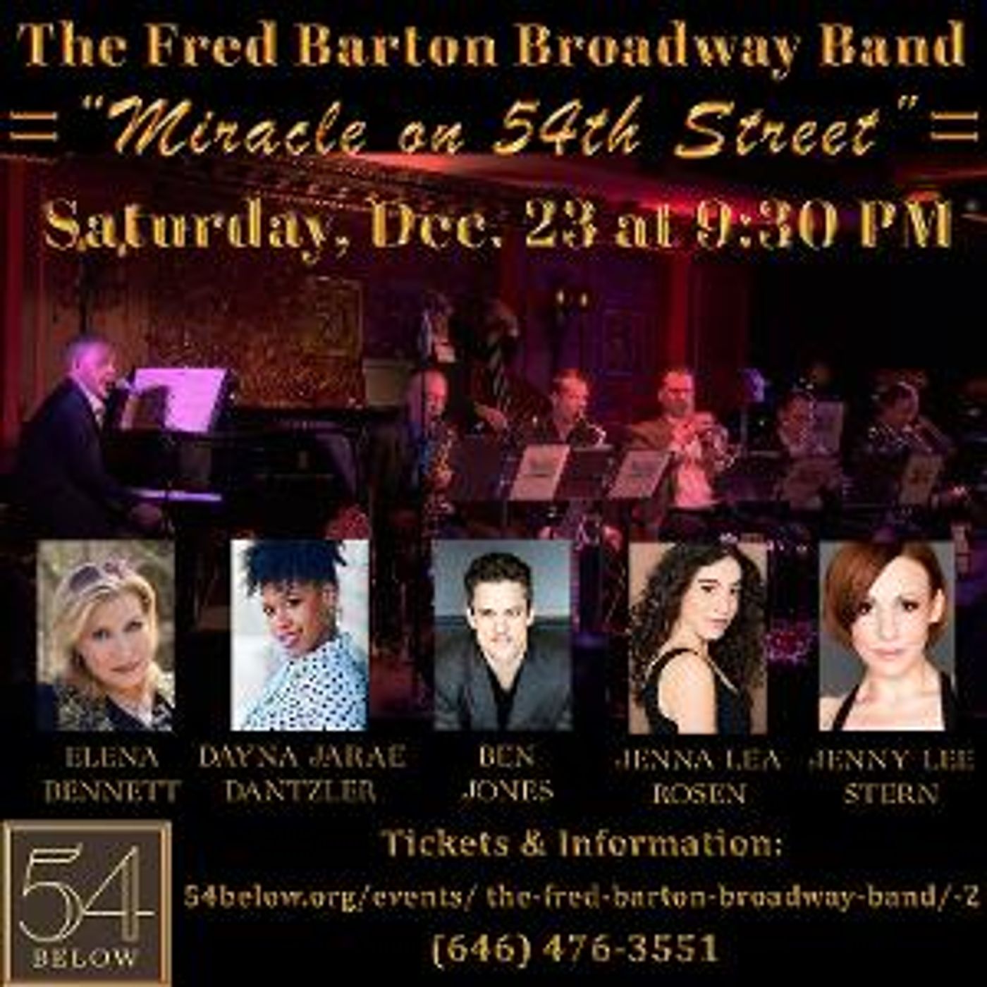 The Fred Barton Broadway Band Presents MIRACLE ON 54th STREET At 54 Below  Image