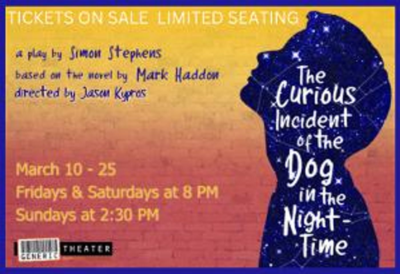 THE CURIOUS INCIDENT OF THE DOG IN THE NIGHT-TIME to be Presented at Generic Theater This Month  Image