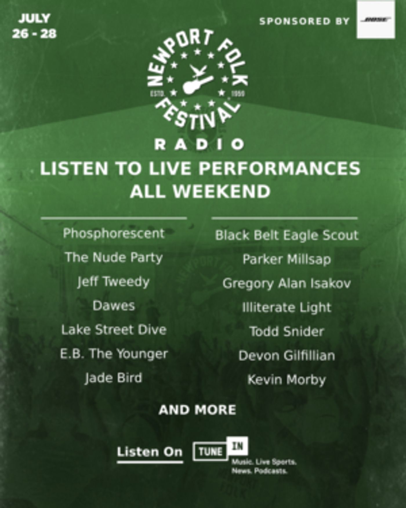 Stream Newport Folk Festival Sets Livestream Schedule Via TuneIn  Image