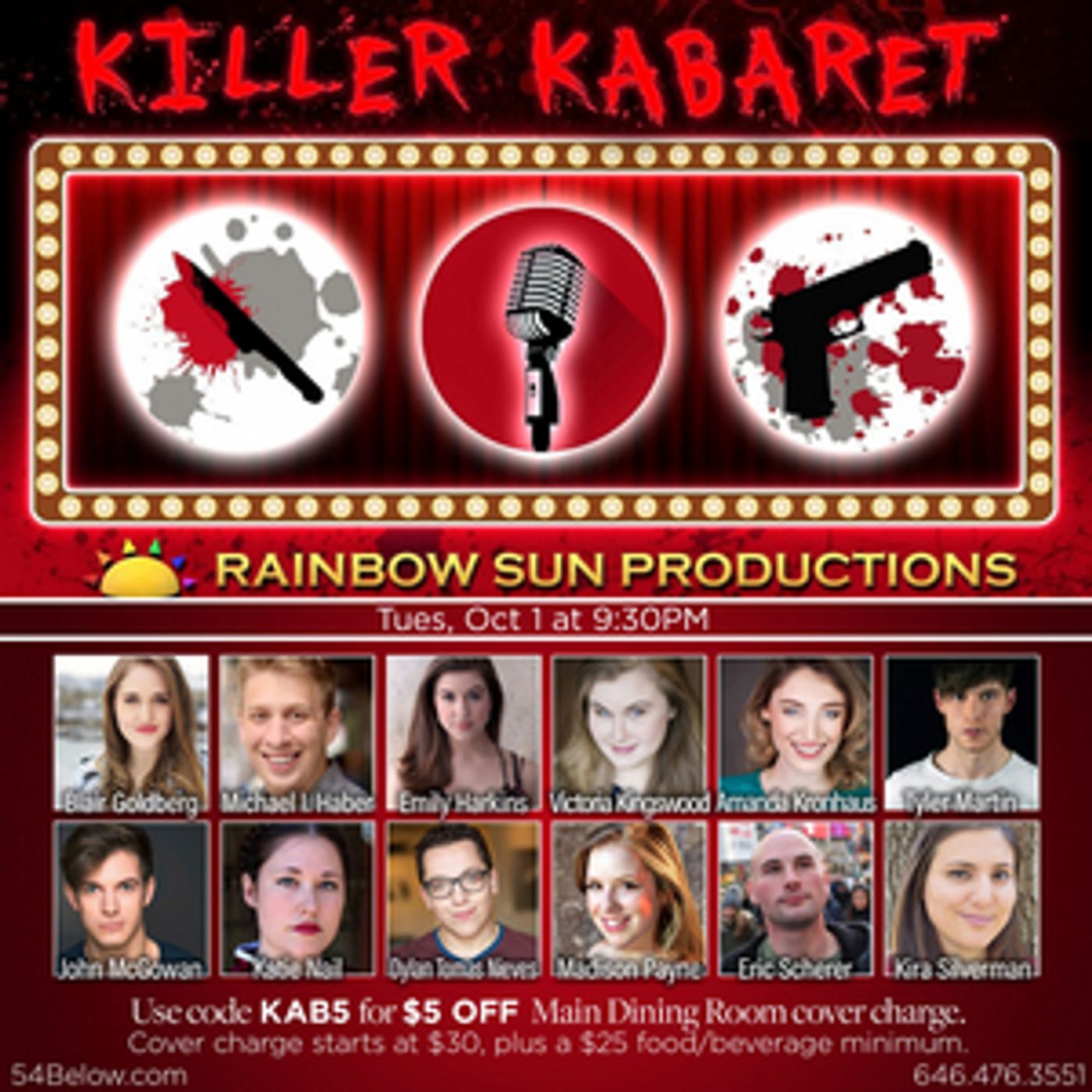 Rainbow Sun Productions Presents KILLER KABARET at Feinstein's/54 Below  Image