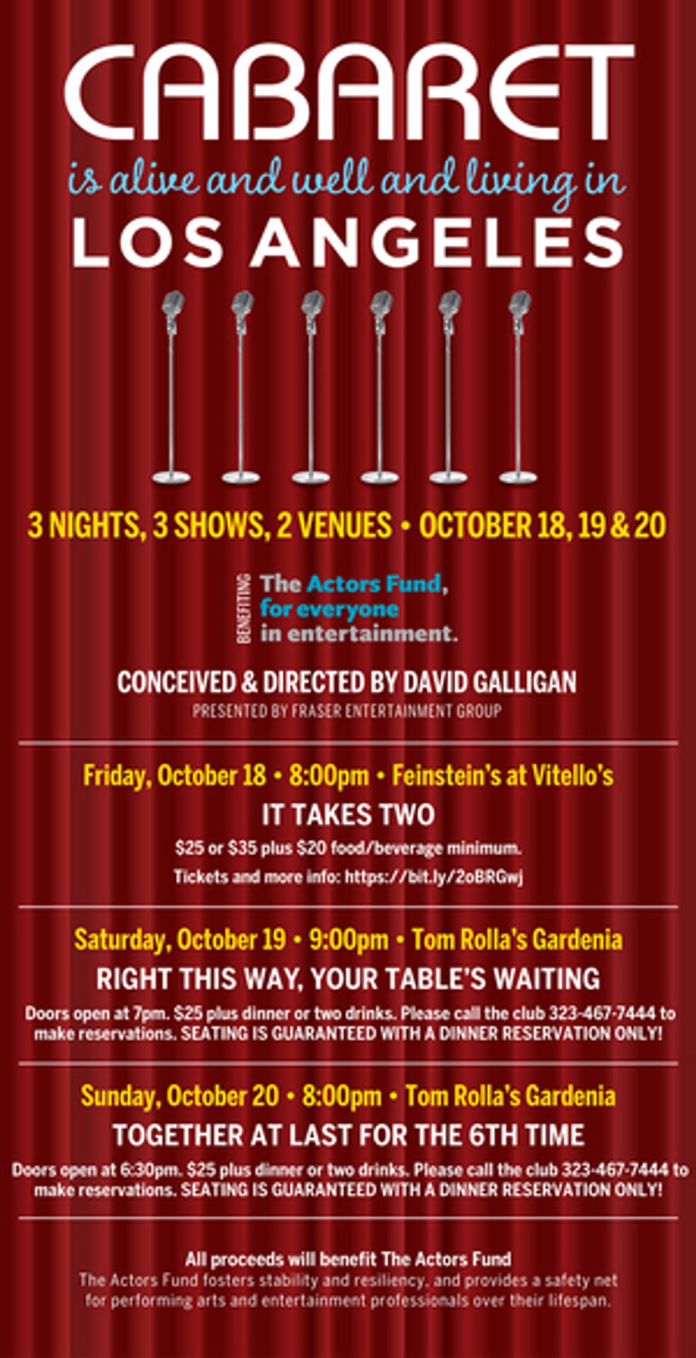 Line-Ups Set For 6th Annual Actors Fund Benefit Concert Weekend  Image