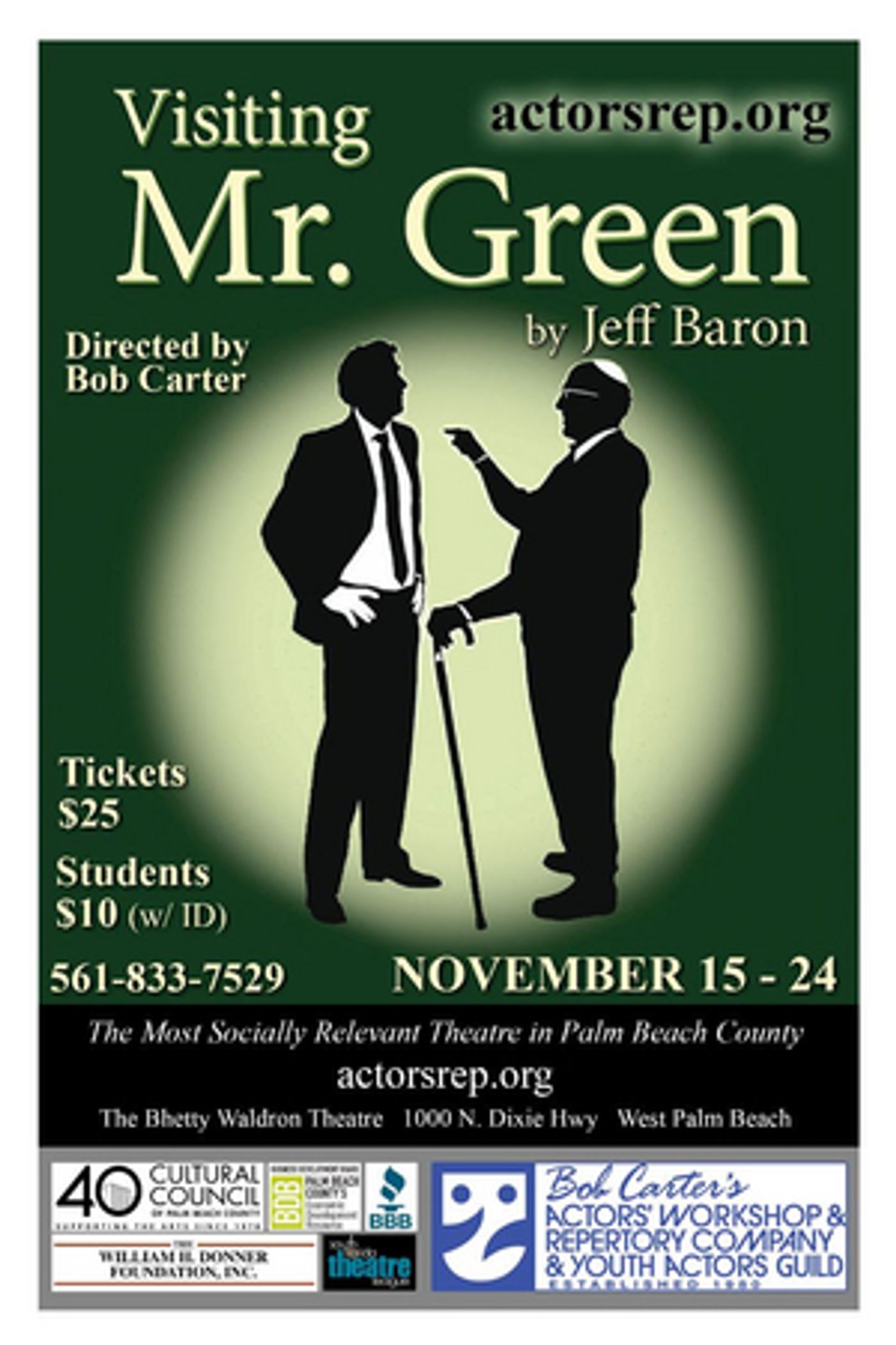 Bob Carter's Actors' Rep Presents VISITING MR. GREEN By Jeff Baron  Image