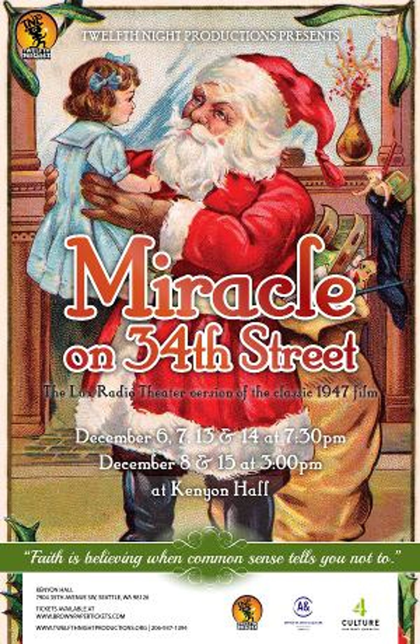Twelfth Night Productions Will Present MIRACLE ON 34TH STREET: A LIVE RADIO PLAY  Image