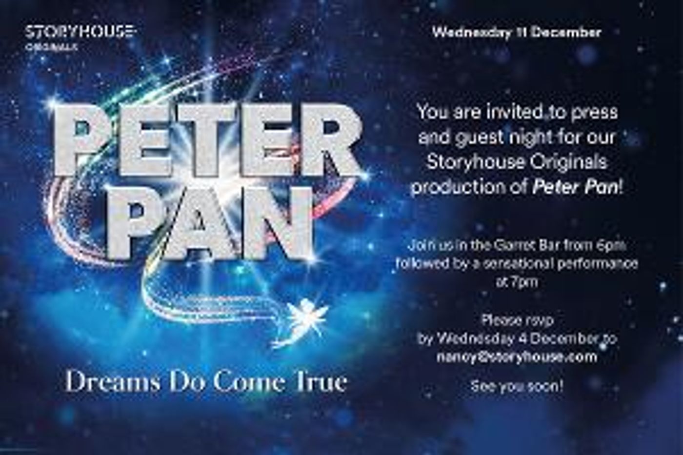 PETER PAN Announced At Storyhouse, Chester  Image