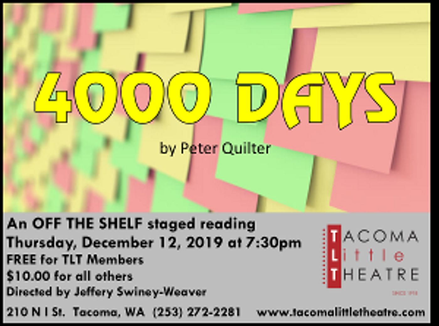 Tacoma Little Theatre Presents 4000 DAYS - An Off The Shelf Reading  Image