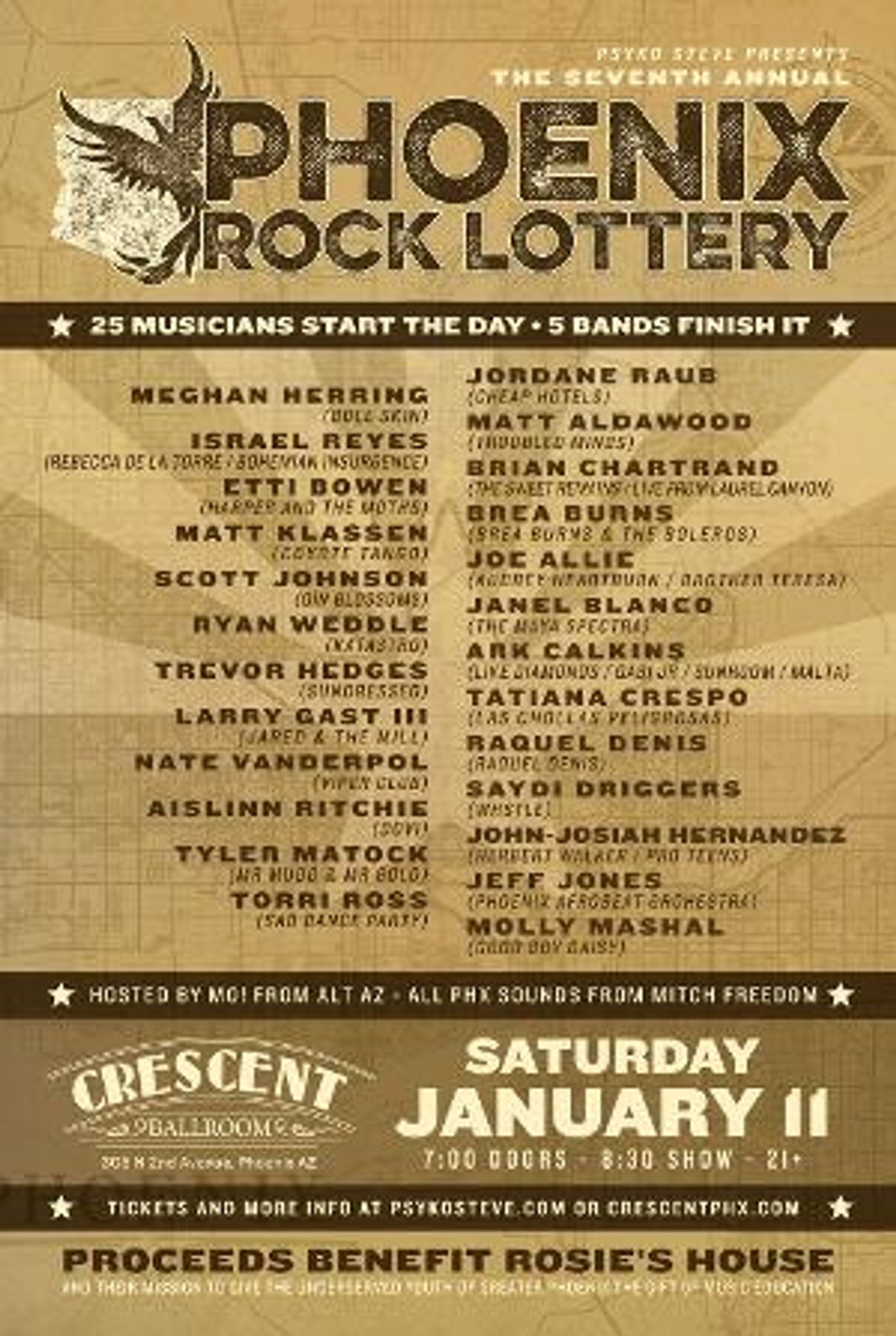 Phoenix Rock Lottery At Crescent Ballroom To Benefit Rosie's House  Image