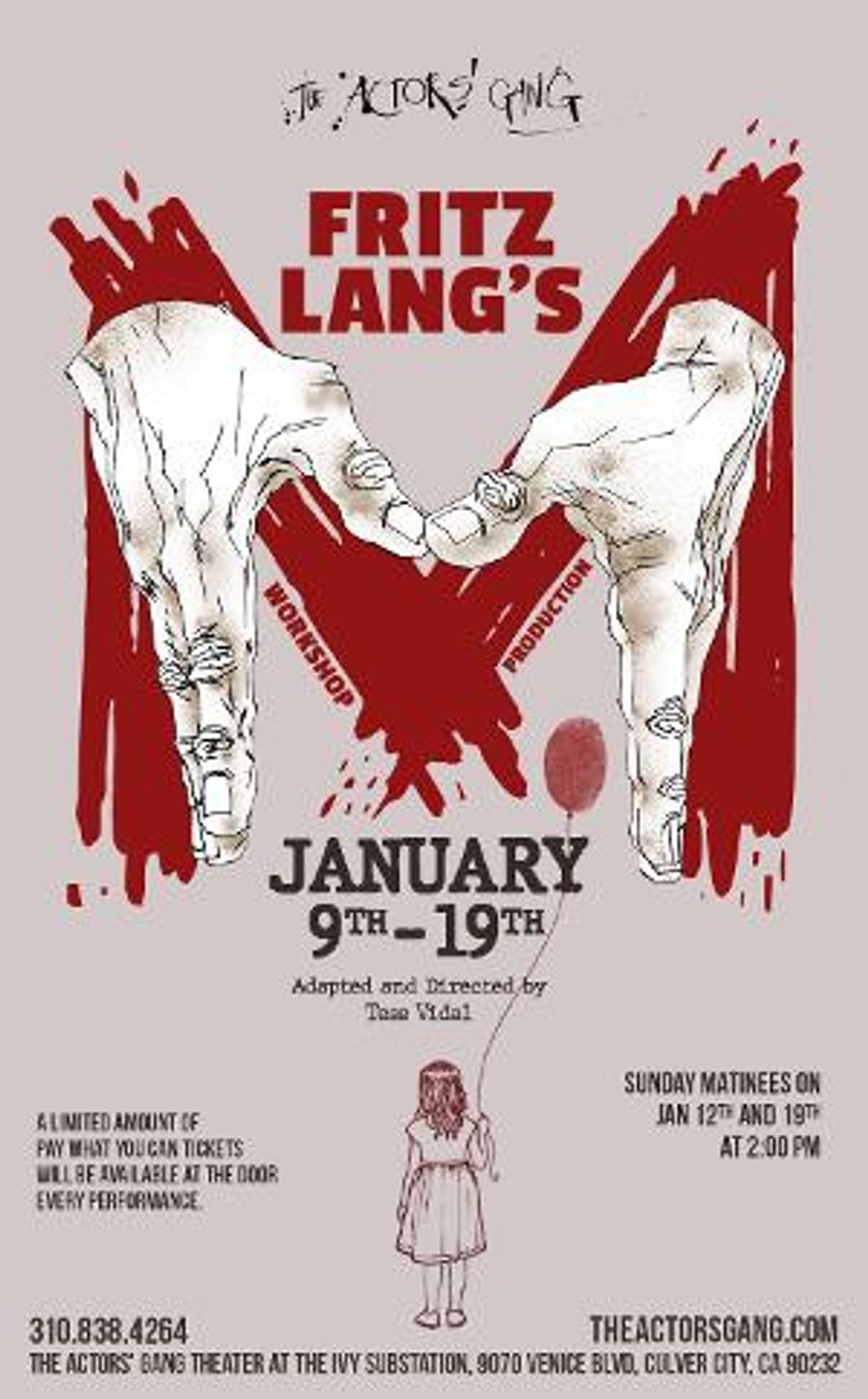 Actor's Gang Presents A Workshop Of Fritz Lang's M This Week  Image