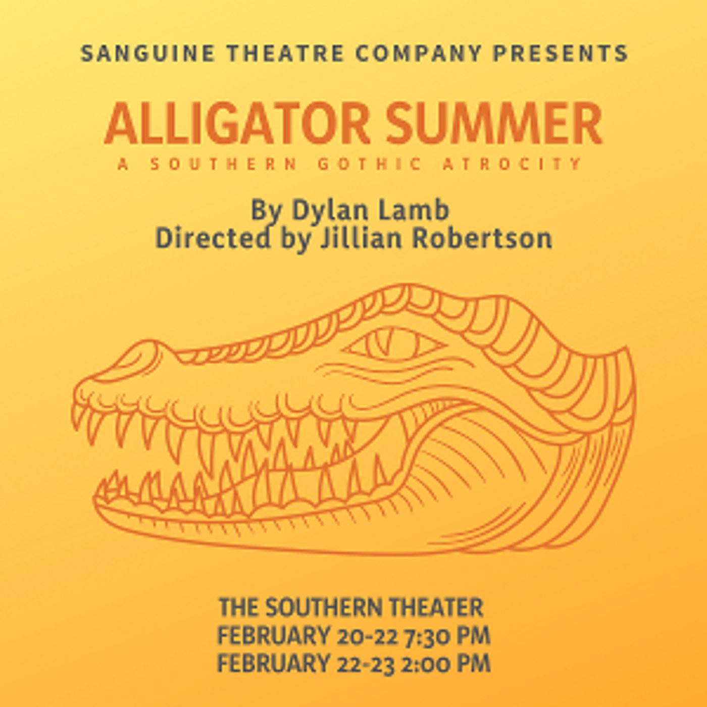 Sanguine Theatre Company Presents Regional Premiere Of ALLIGATOR SUMMER At The Southern Theater  Image