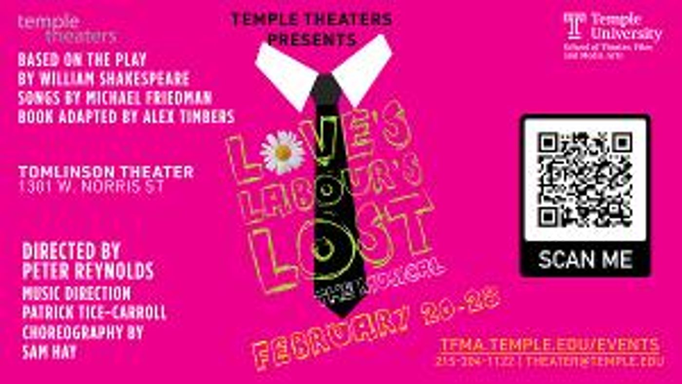 Temple Theaters Presents LOVE'S LABOUR'S LOST Musical Adaptation  Image