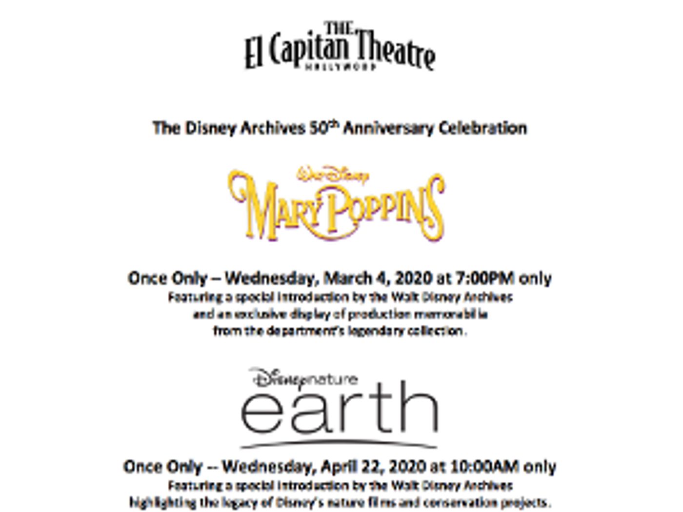 Disney's MARY POPPINS And Disneynature EARTH Announced At El Capitan Theatre  Image