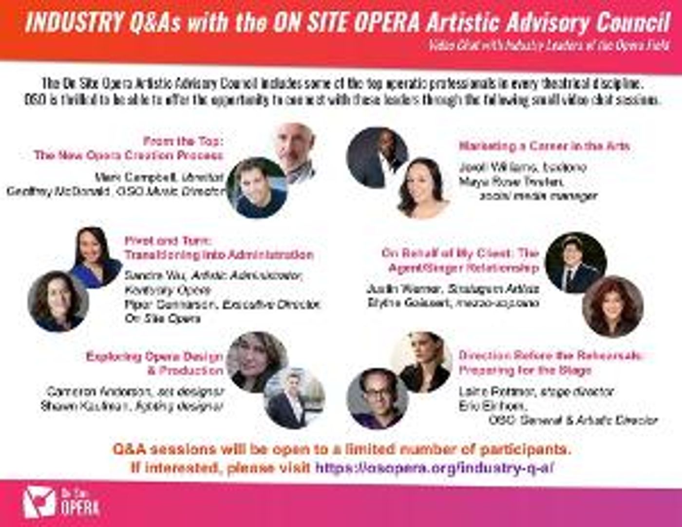 On Site Opera's Artistic Advisory Council To Host Industry Discussions To Stimulate, Educate and Problem Solve  Image