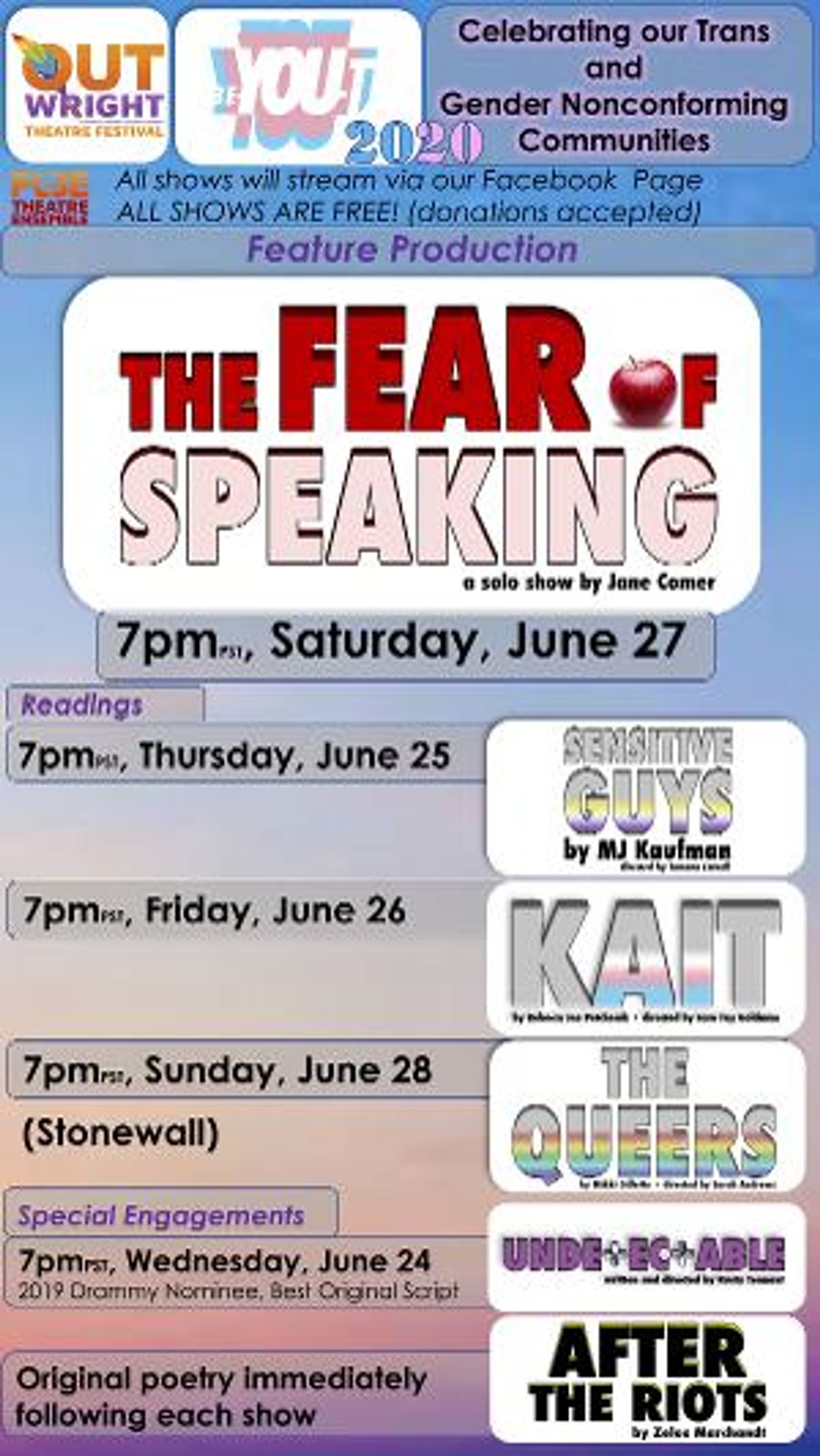 Fuse Theatre Ensemble Presents The 2020 Outwright Theatre Festival BE-YOU-T  Image