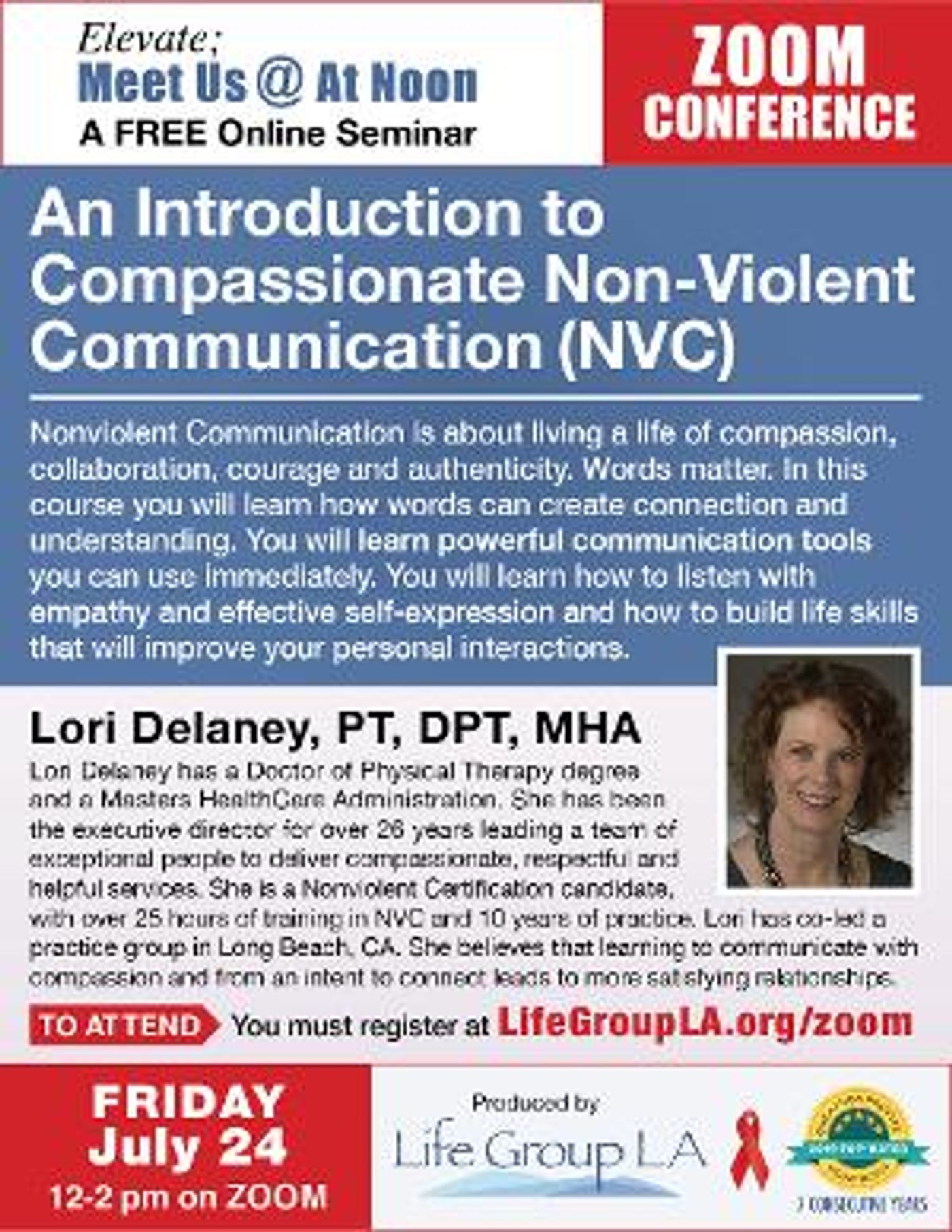 The Life Group LA Presents Discussion Covid-19 & HIV: An Introduction To Compassionate Non-Violent Communication  Image
