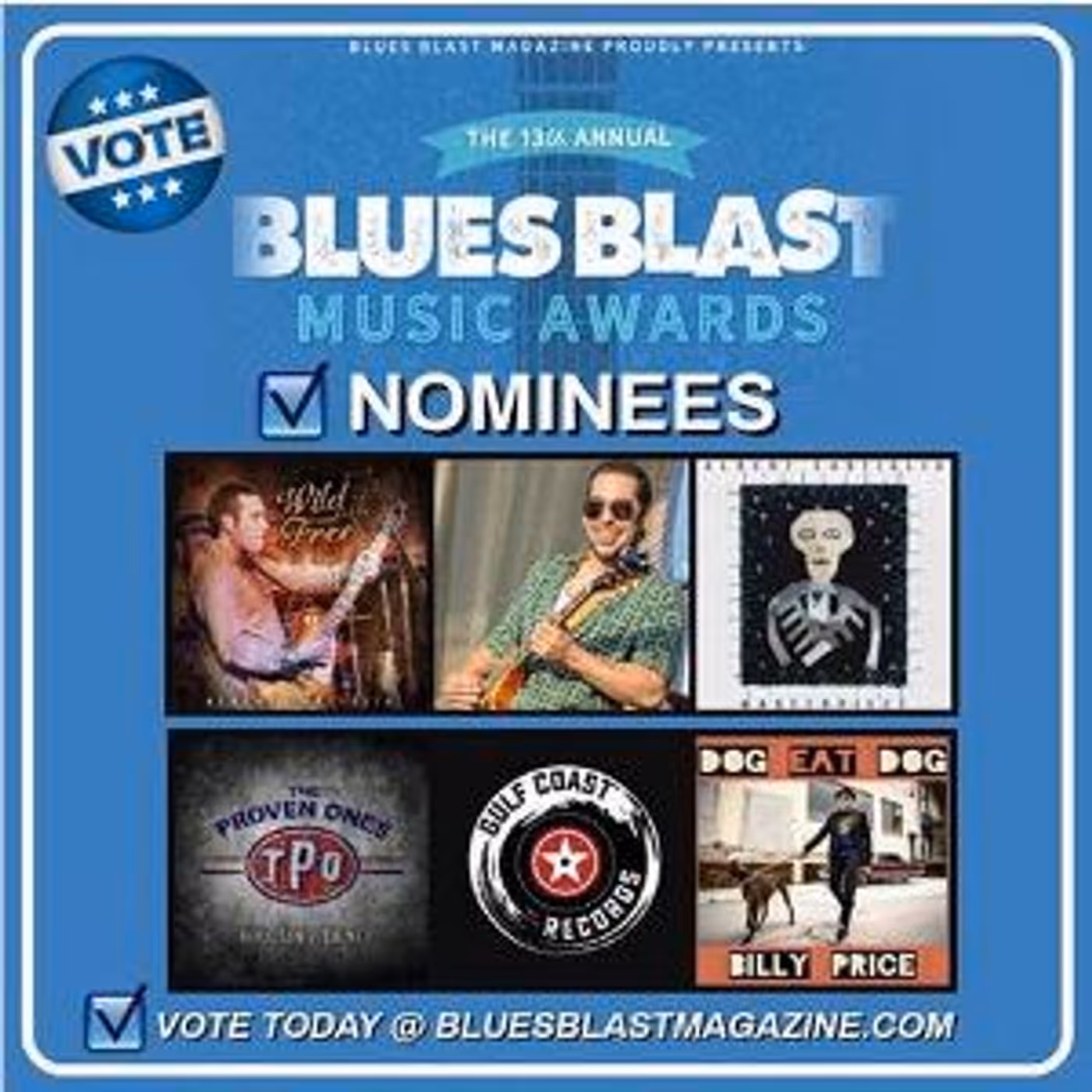Gulf Coast Records Artists The Proven Ones, Billy Price, Albert Castiglia Nominated For 2020 Blues Blast Music Awards  Image