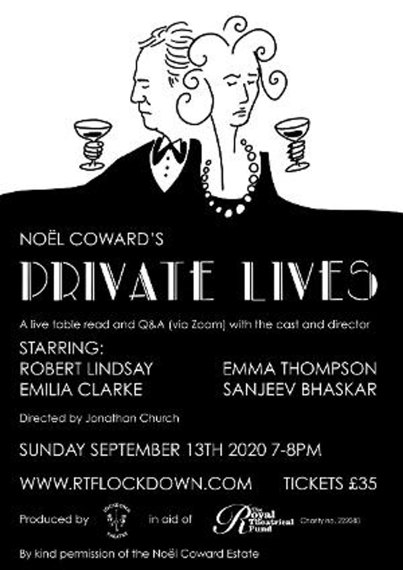 Lockdown Theatre Announces Live Virtual Table Read Of PRIVATE LIVES With Emma Thompson, Emilia Clarke & More!  Image