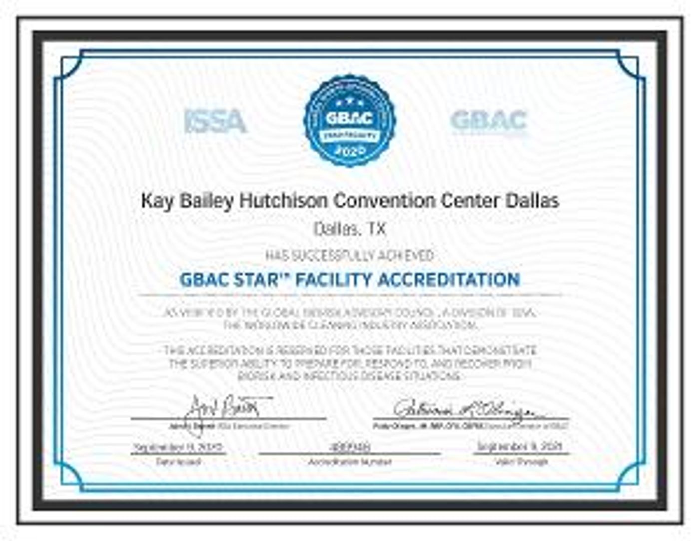 Kay Bailey Hutchison Convention Center Dallas Achieves GBAC STAR Facility Accreditation  Image