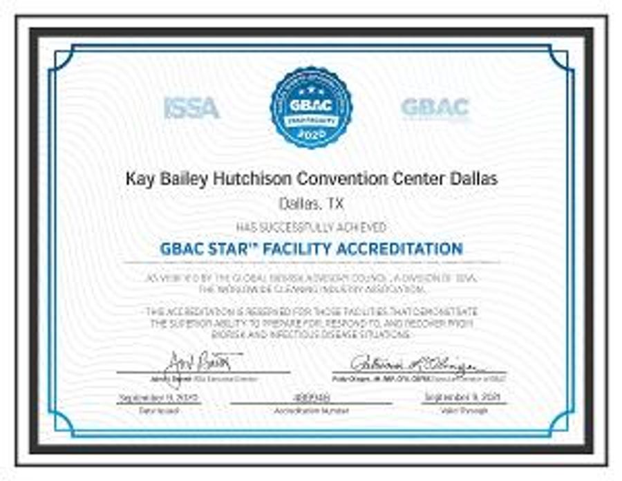 Kay Bailey Hutchison Convention Center Dallas Achieves GBAC STAR Facility Accreditation Image