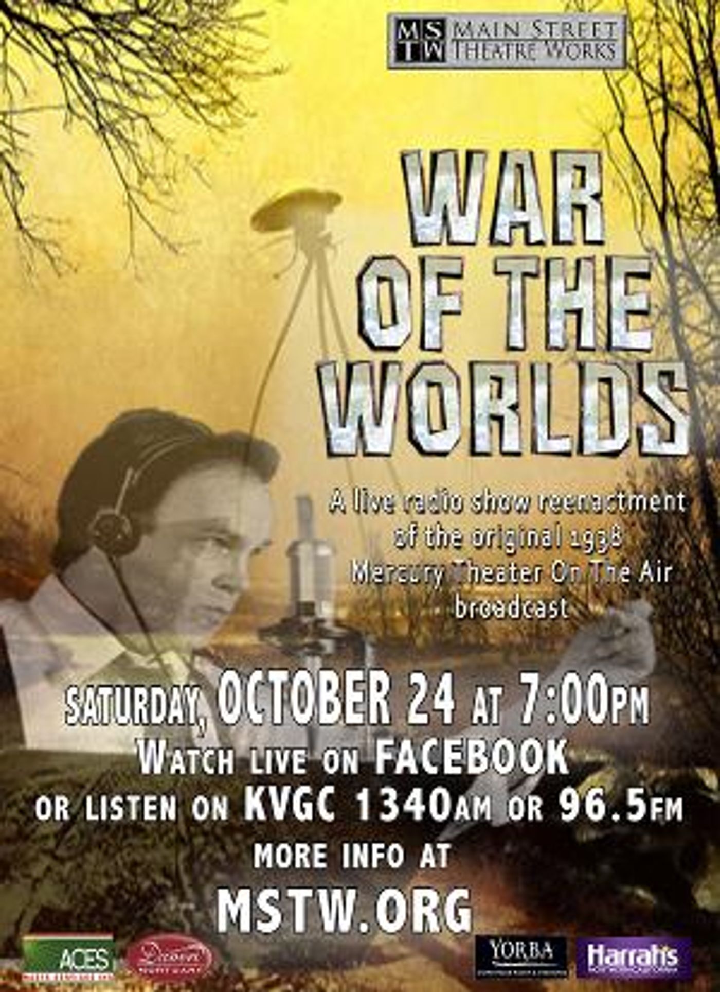 Main Street Theatre Works Presents The Live Radio Show WAR OF THE WORLDS  Image