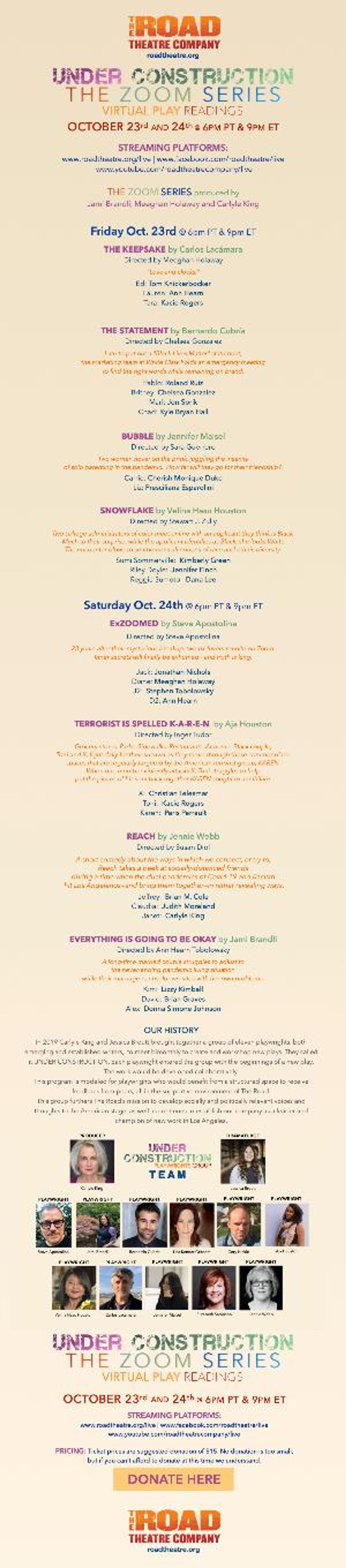 Road Theatre Company Presents First Presentation Of UNDER CONSTRUCTION  Image