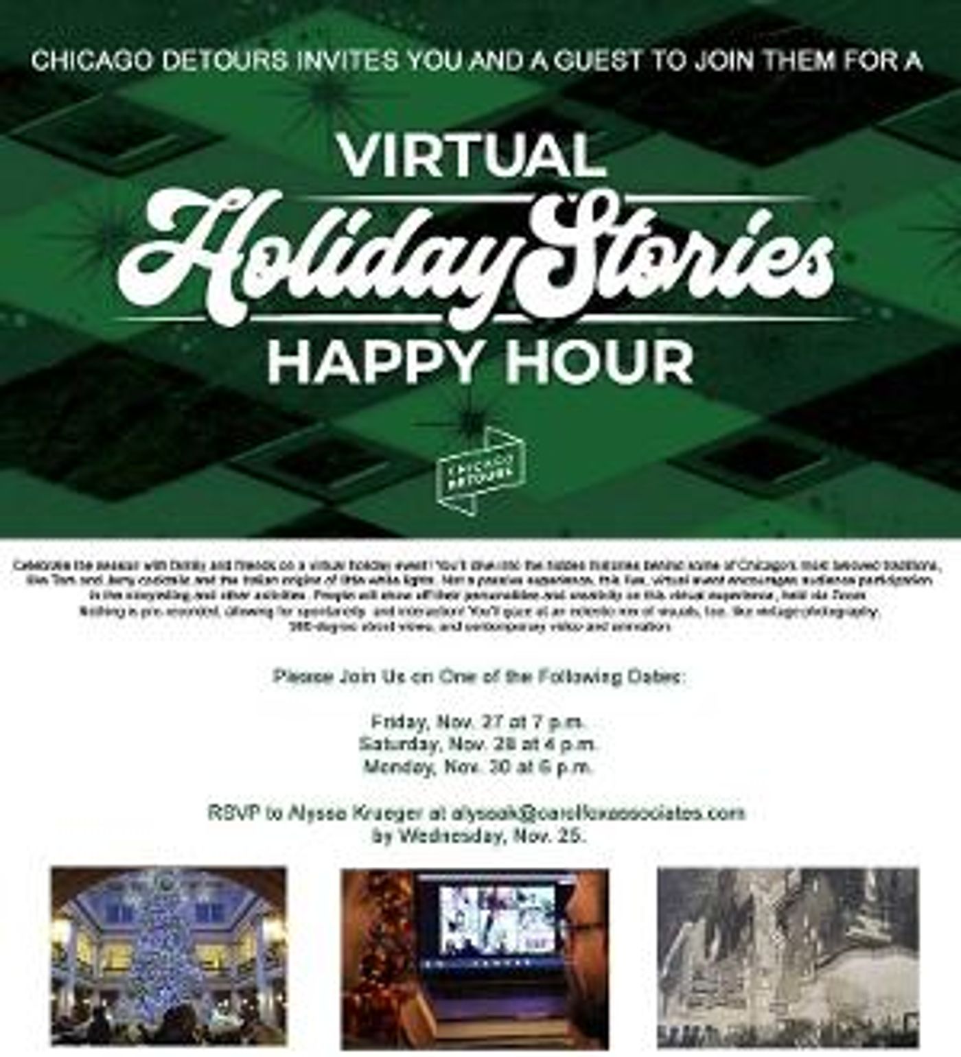 Chicago Detours Presents Interactive VIRTUAL HOLIDAY STORIES HAPPY HOUR  Image