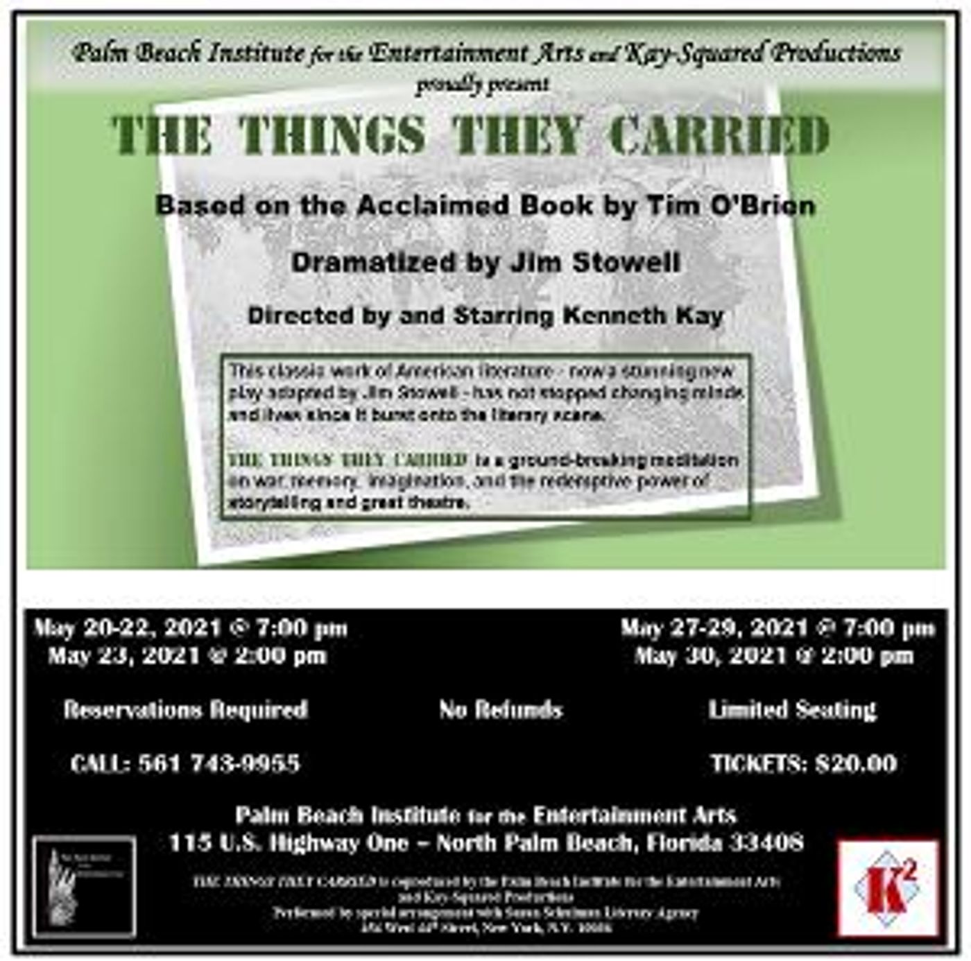 The Palm Beach Institute Presents THE THINGS THEY CARRIED, A Memorial Day Tribute To Veterans  Image