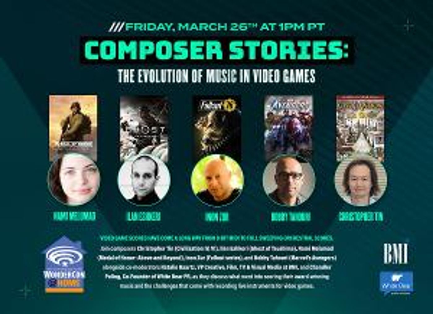 COMPOSER STORIES: THE EVOLUTION OF MUSIC IN VIDEO GAMES Panel Comes to Wondercon 2021  Image