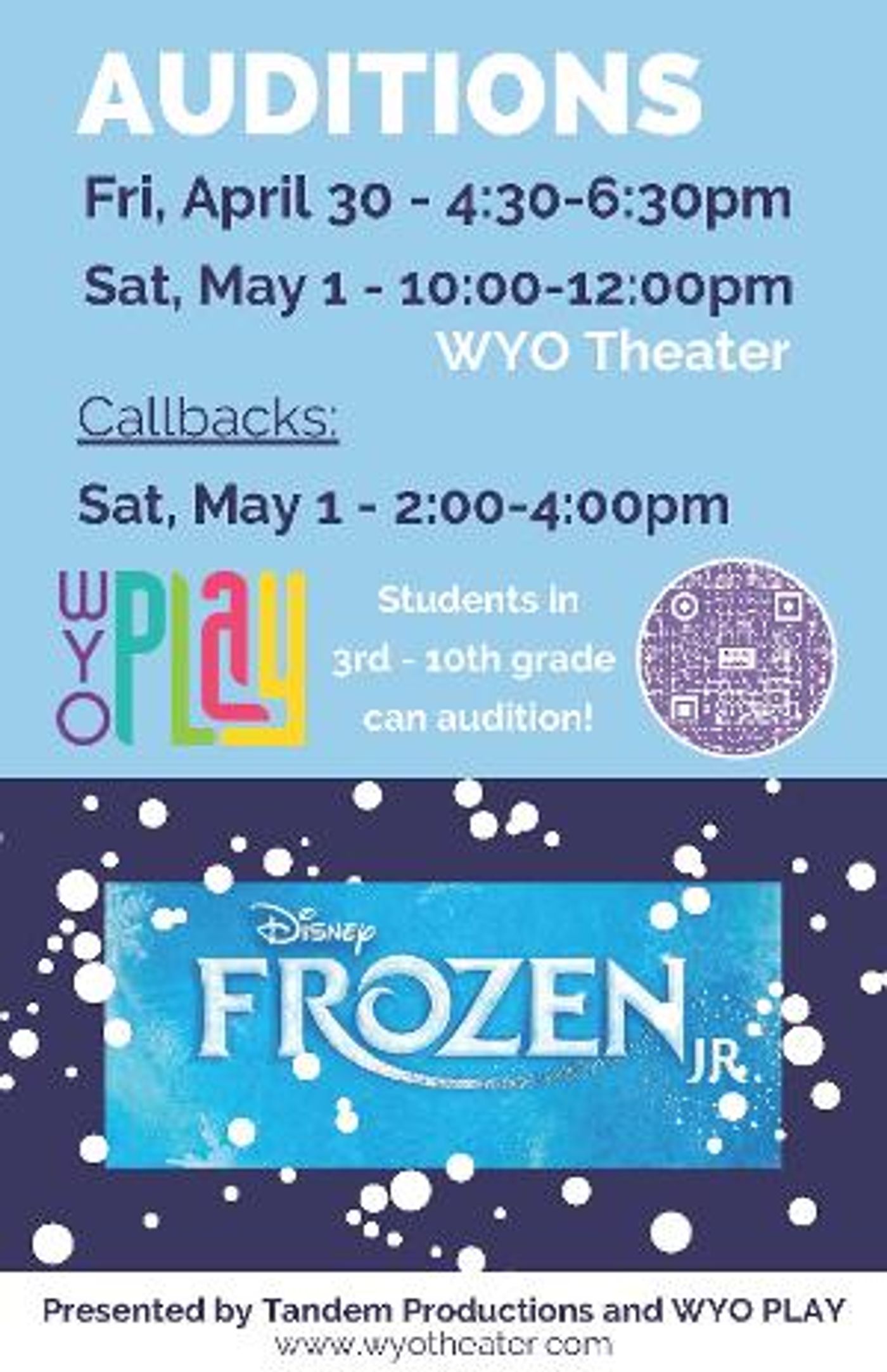The WYO Performing Arts & Education Center Announces Auditions for FROZEN JR.  Image