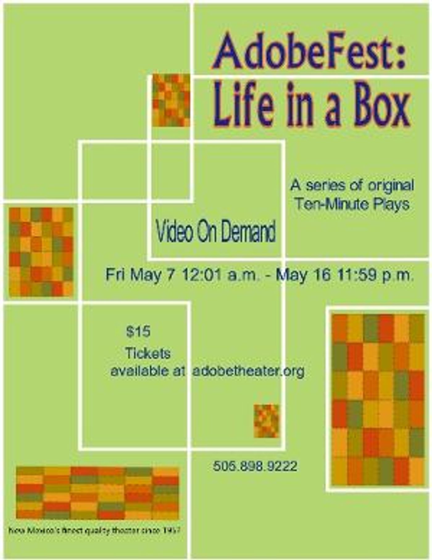 The Adobe Theater Announces May Titles for ADOBEFEST: LIFE IN A BOX  Image