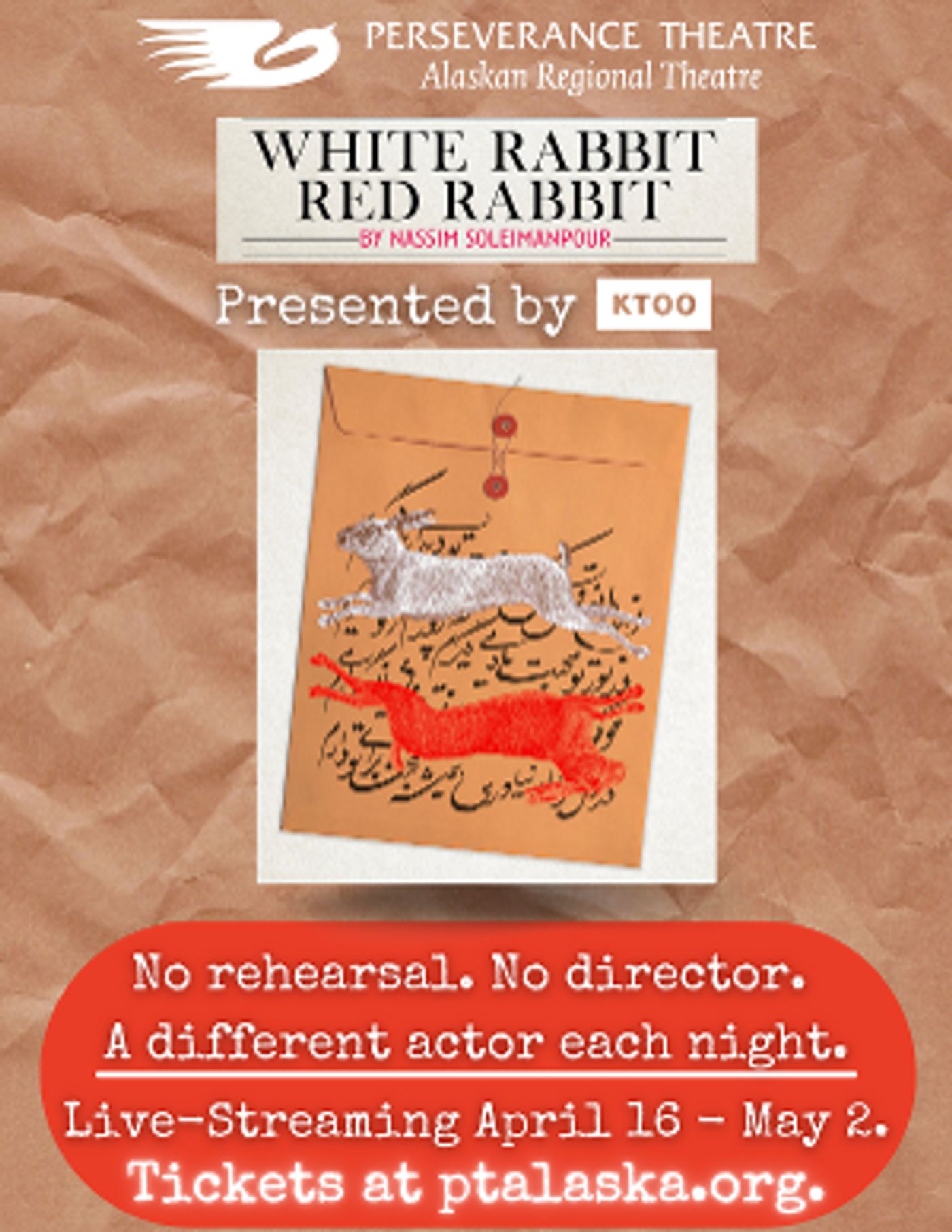 WHITE RABBIT RED RABBIT To Live-Stream From Perseverance Theatre  Image