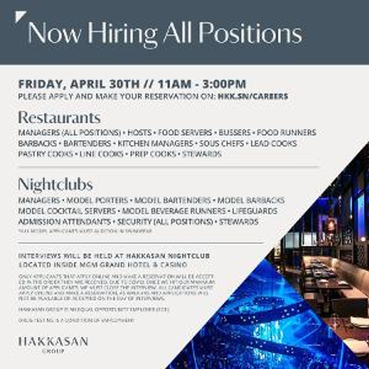 Hakkasan Group to Hold Job Fair for All Las Vegas Restaurants, Nightclubs and Dayclubs Open Positions  Image