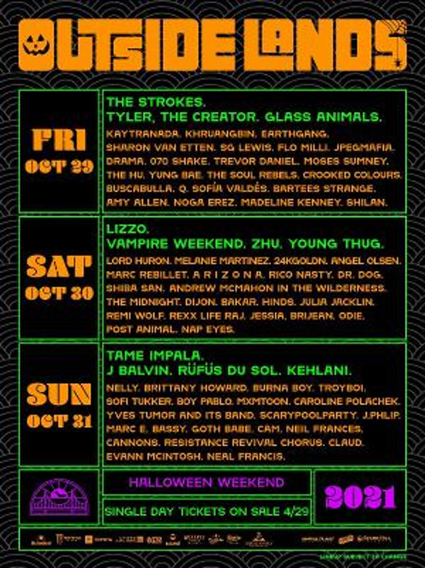 OUTSIDE LANDS Single Day Tickets On Sale Today  Image