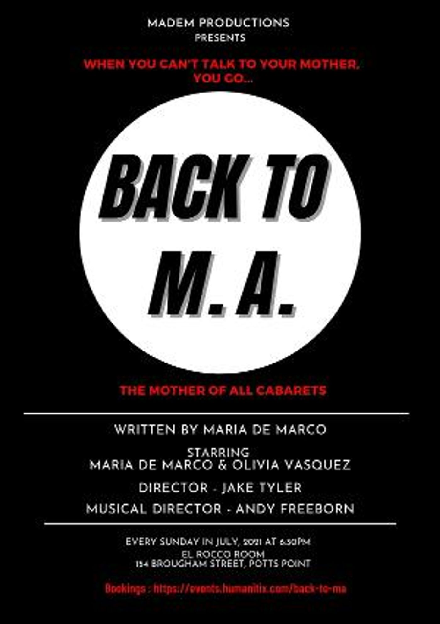 BACK TO M.A. Will Be Performed at El Rocco Room in July  Image