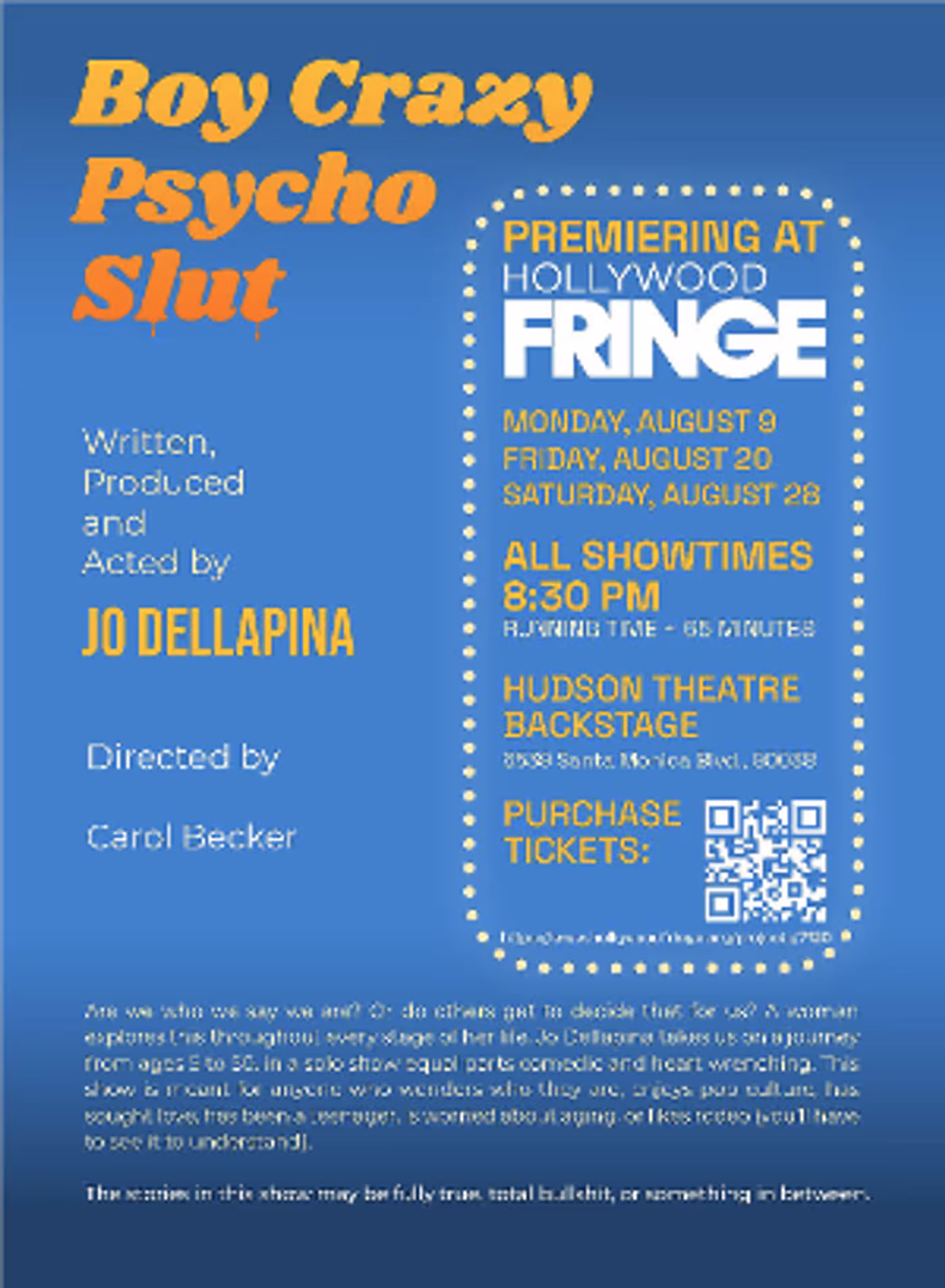 BOY CRAZY PSYCHO SLUT to Premiere at Hollywood Fringe  Image