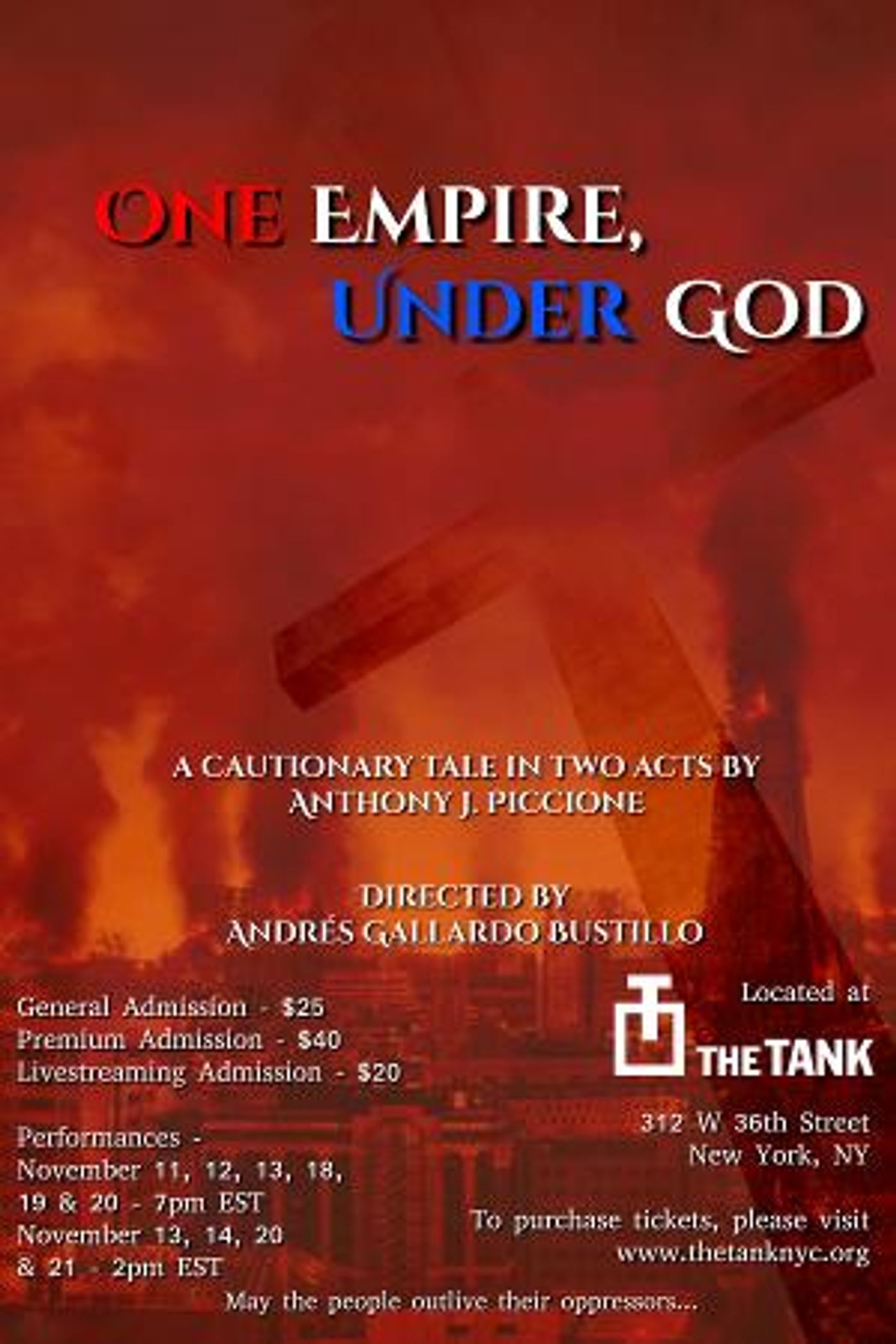 ONE EMPIRE, UNDER GOD Makes Live NYC Debut At The Tank in November  Image