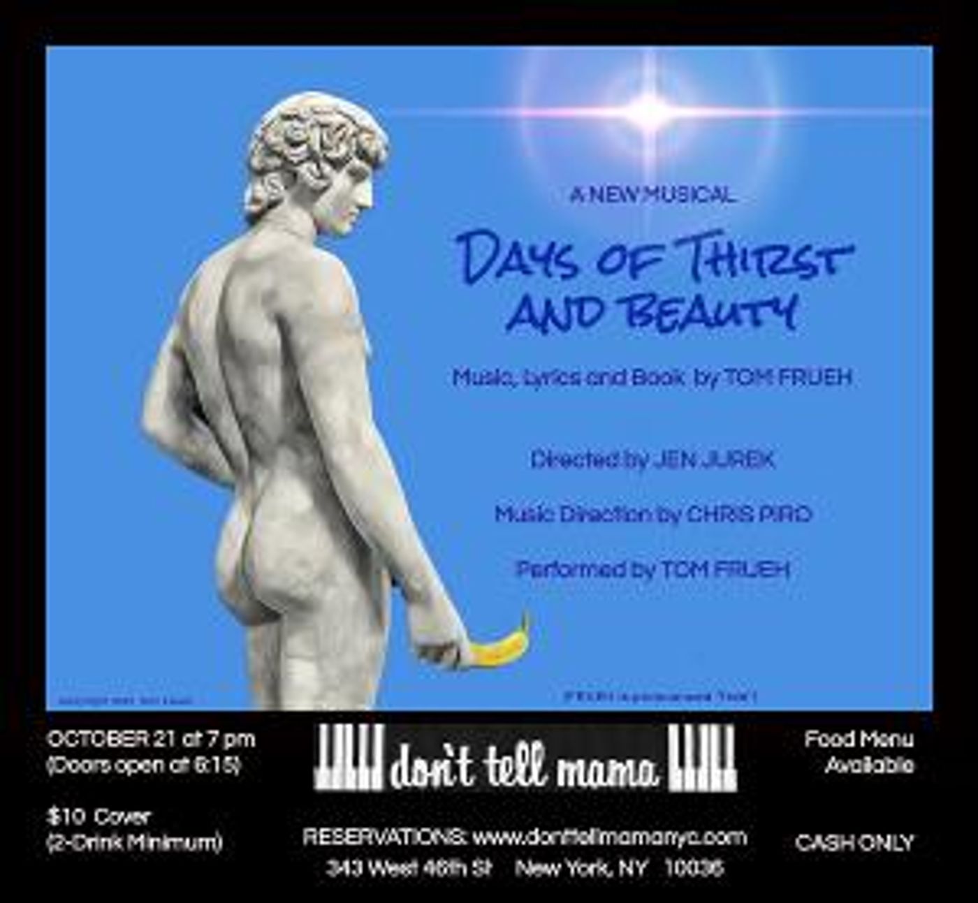 New Musical DAYS OF THIRST AND BEAUTY Set to Appear at Don't Tell Mama in October  Image