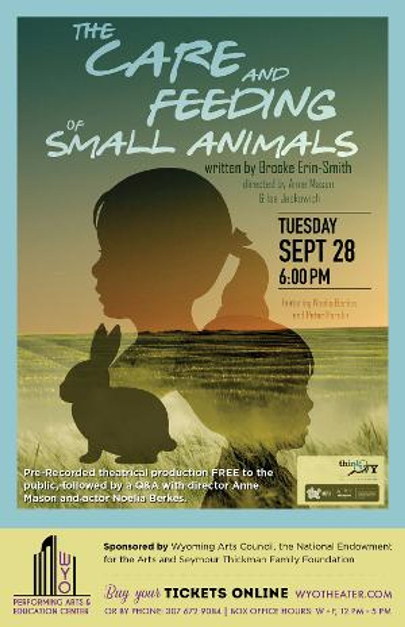 WYO Theater & Relative Theatrics Present THE CARE & FEEDING OF SMALL ANIMALS  Image