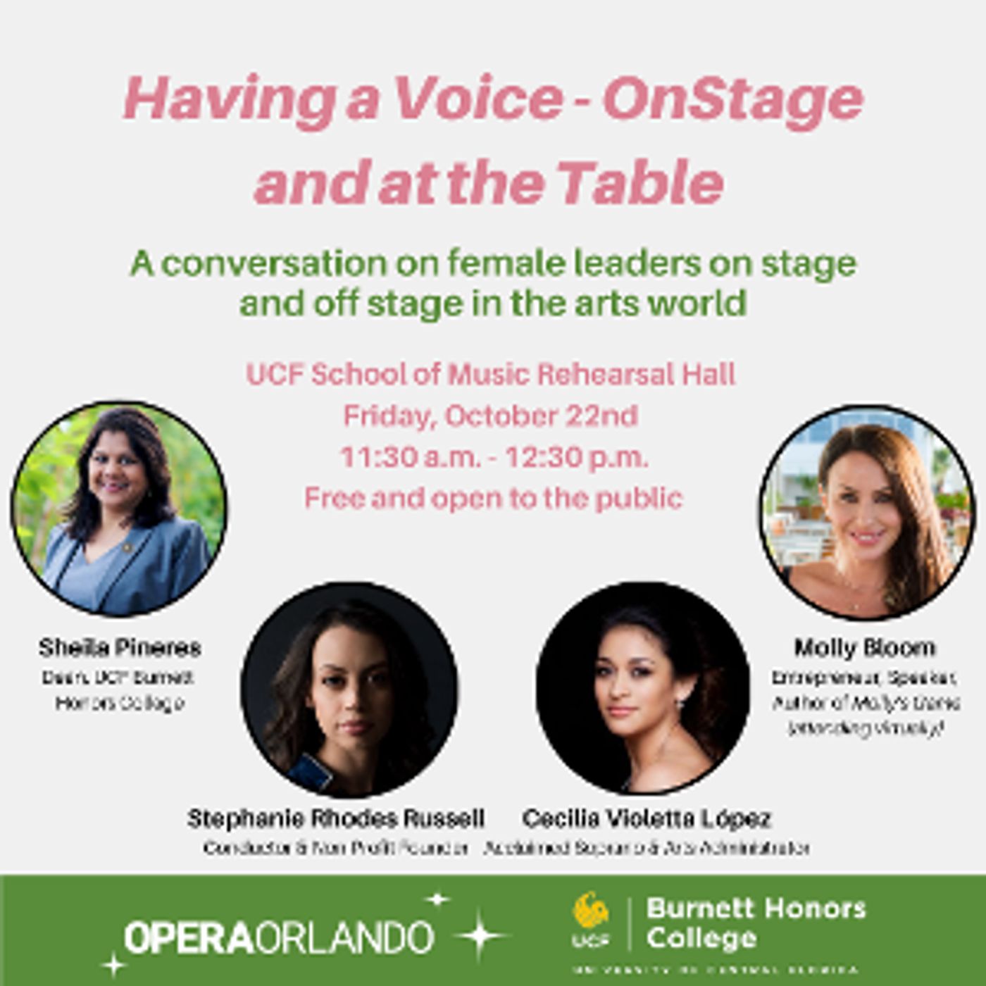 Opera Orlando Presents HAVING A VOICE- ONSTAGE AND AT THE TABLE  Image