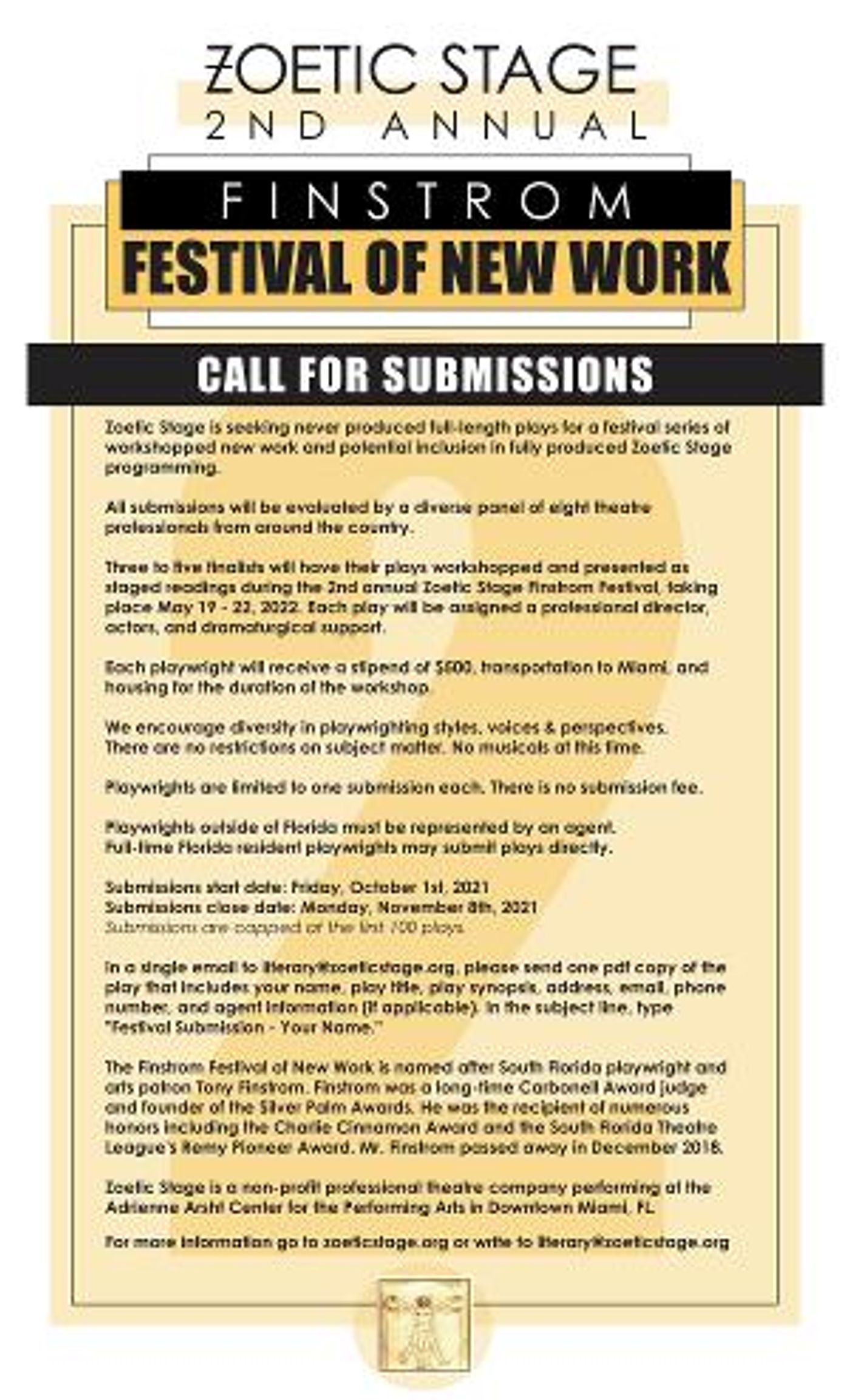 Zoetic Stage Opens Submissions For The 2nd Annual Finstrom Festival  Image