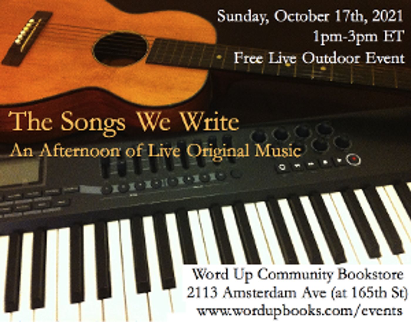 THE SONGS WE WRITE Free, Outdoor Live Music Event Returns to Word Up Bookshop in Washington Heights  Image